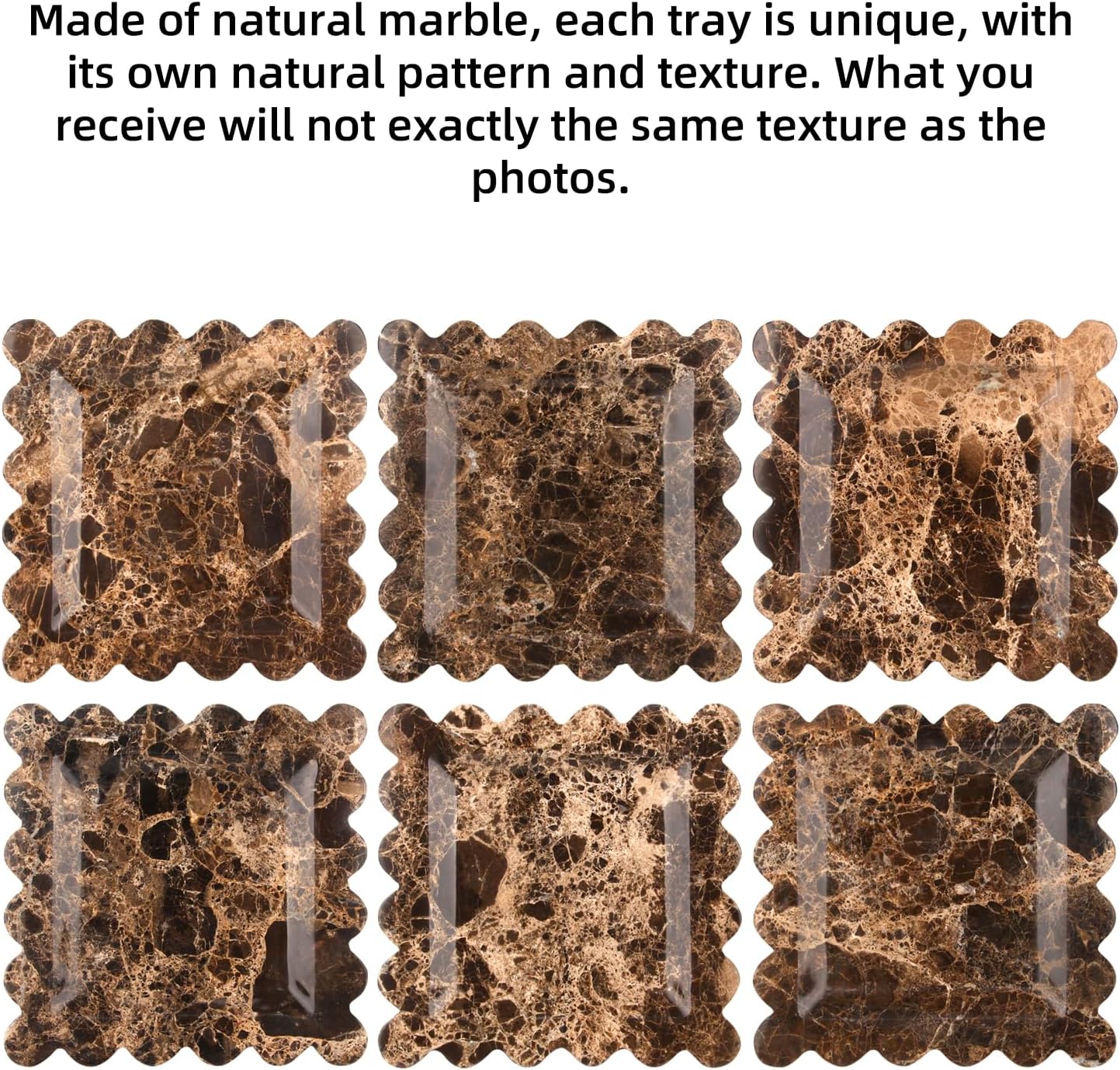 Square Marble Decorative Tray / Dark Brown / 8 x 8 x 0.8