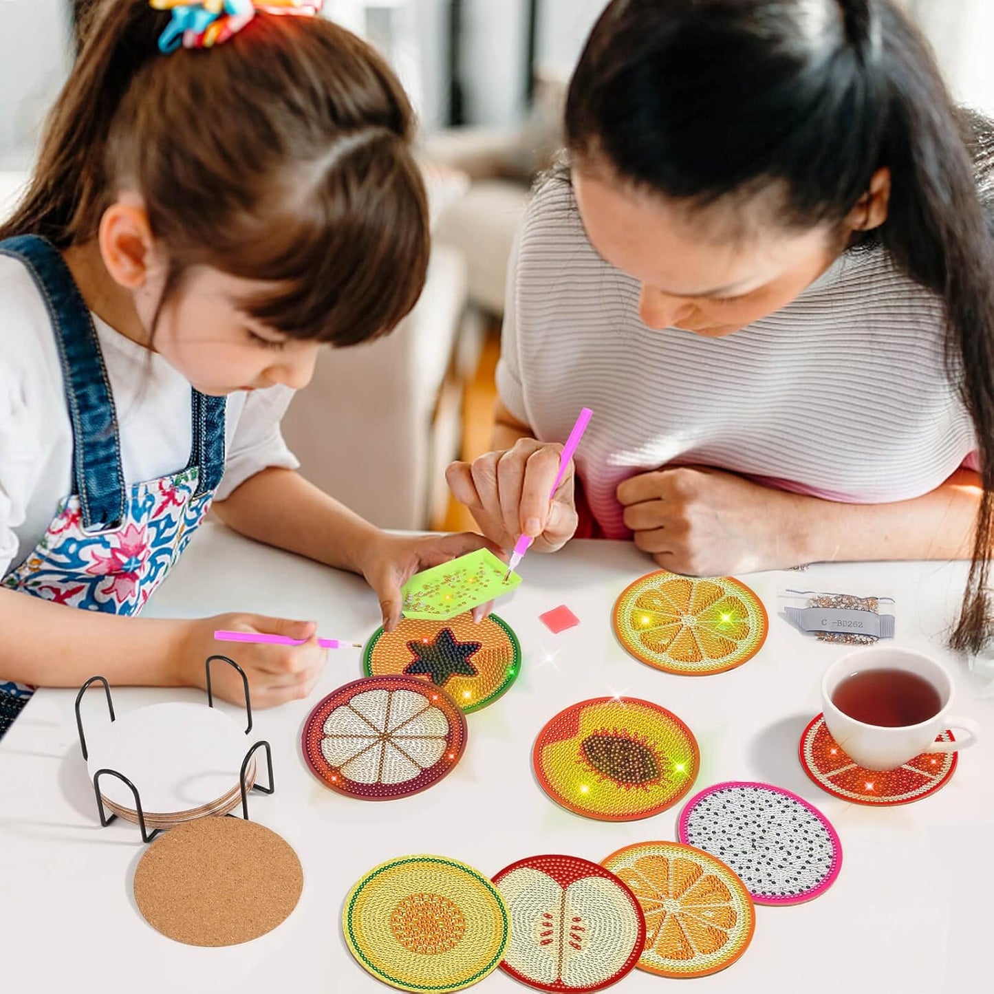 Holder / Diamond Art Coasters / Fruit / Set of 12