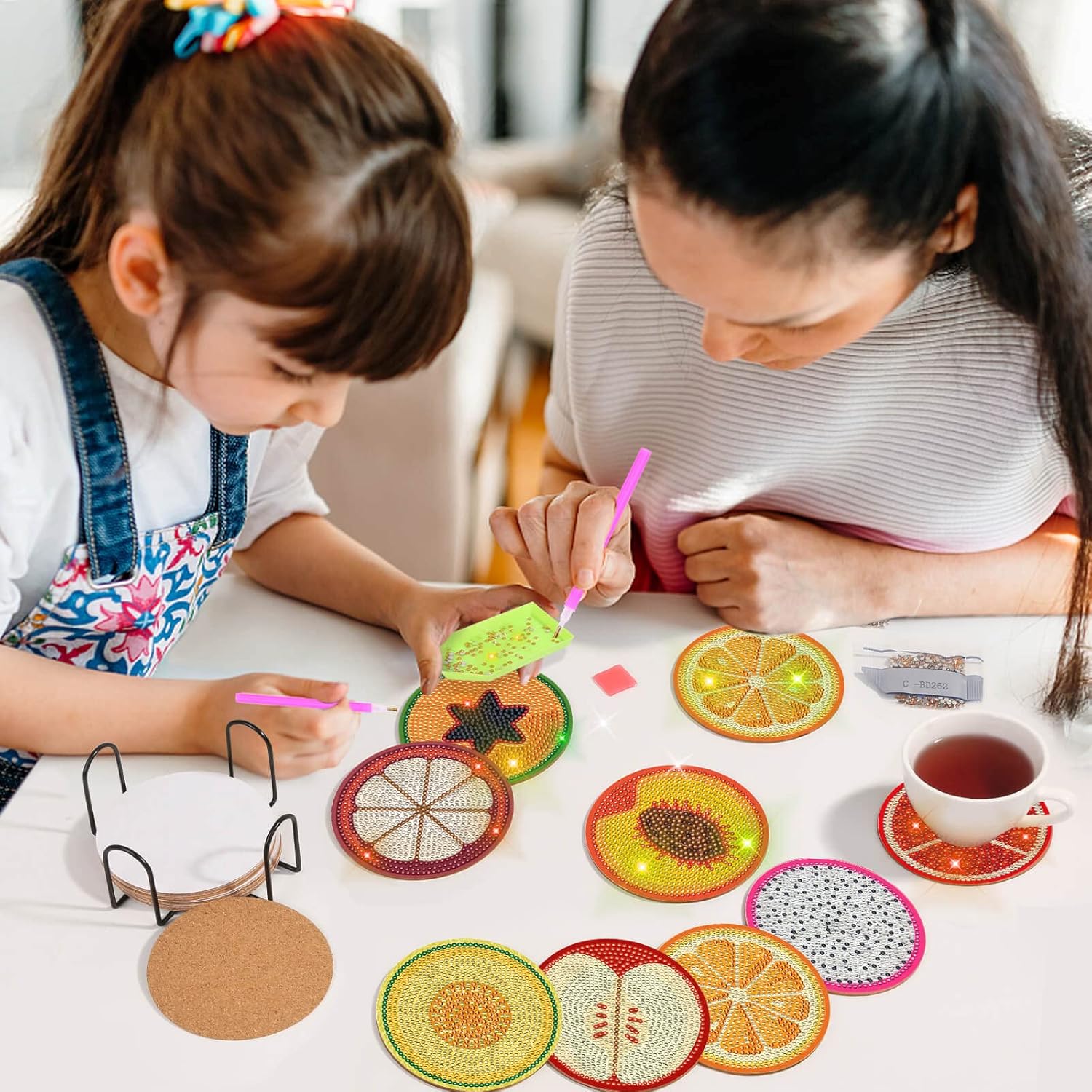Holder / Diamond Art Coasters / Fruit / Set of 12