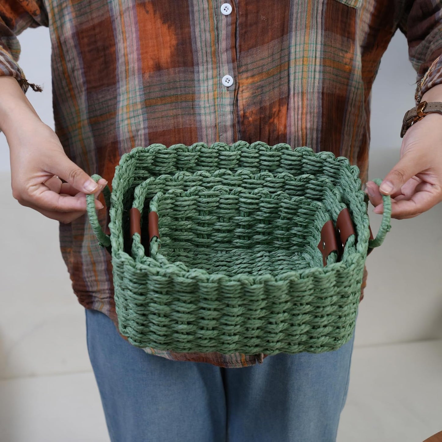 woven Storage basket / Dark Green