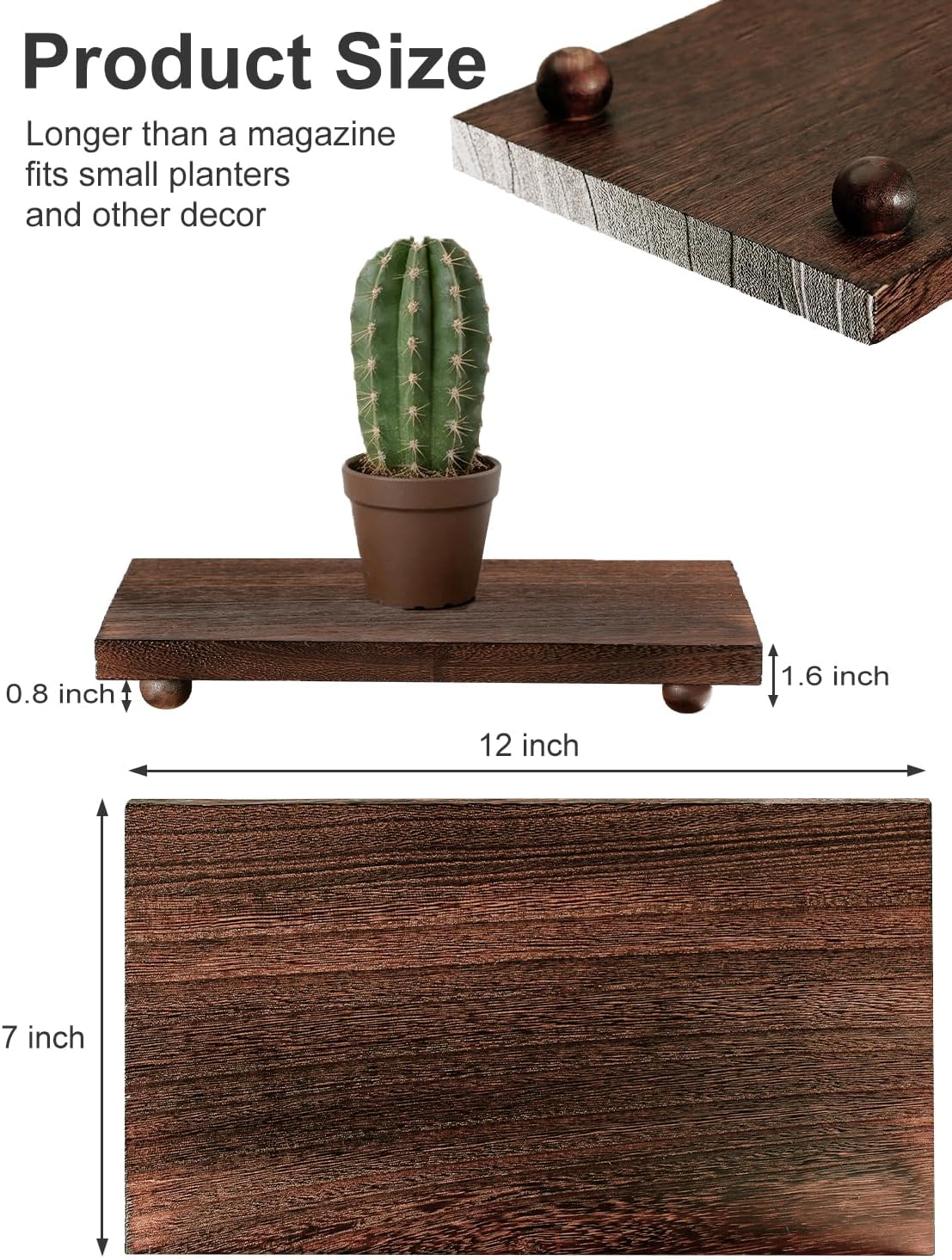 Wood Pedestal Stand / 12 x 7