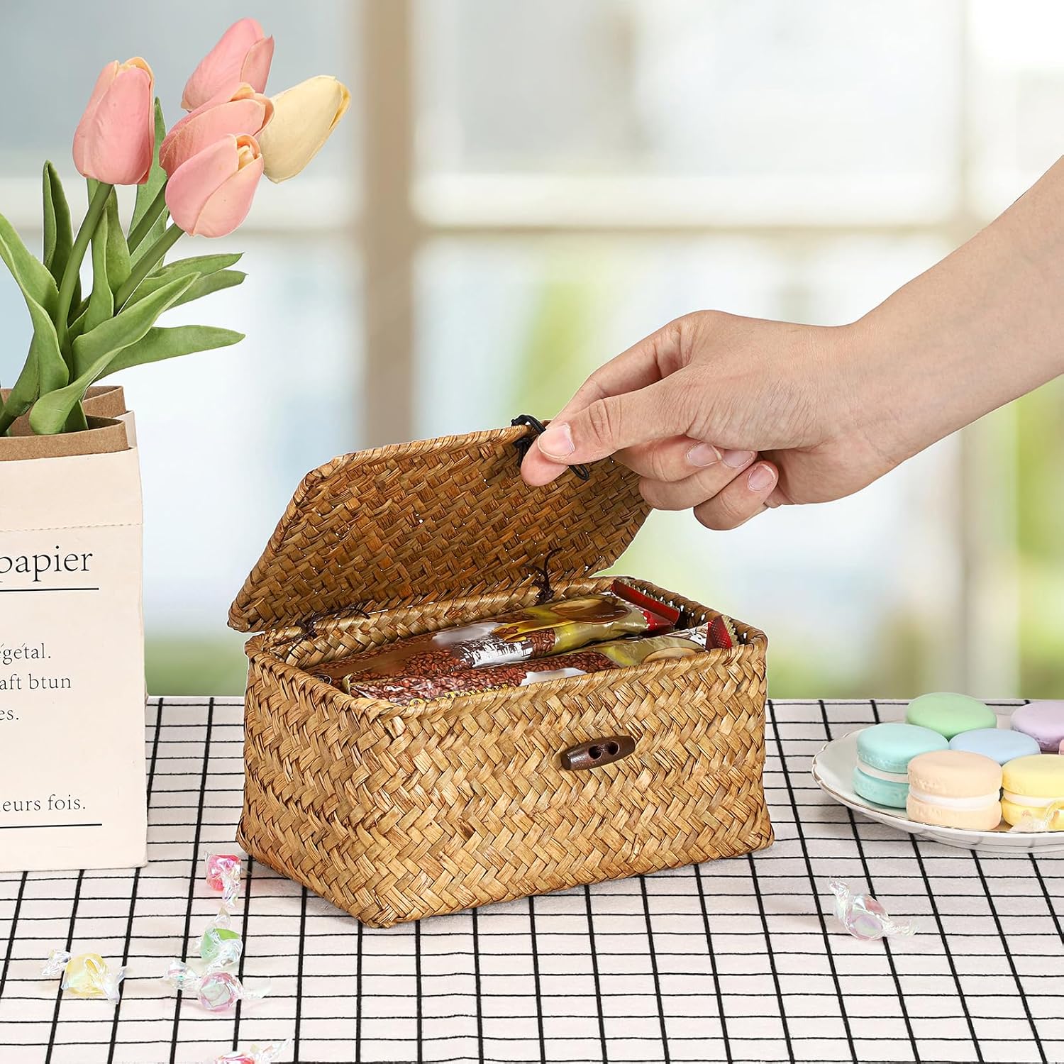Mini Seagrass Basket / 7.0 x 4.3 x 3.3 / Caramel Color