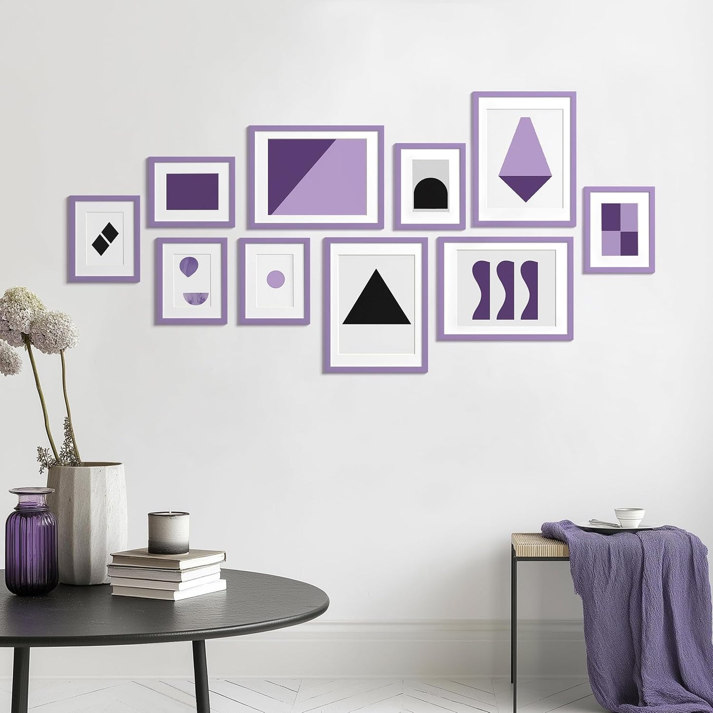 eletecpro 8x10 Picture Frames, Acrylic Cover, Purple, Set of 10 | Display Photo 5x7 with Mat or 8x10 without