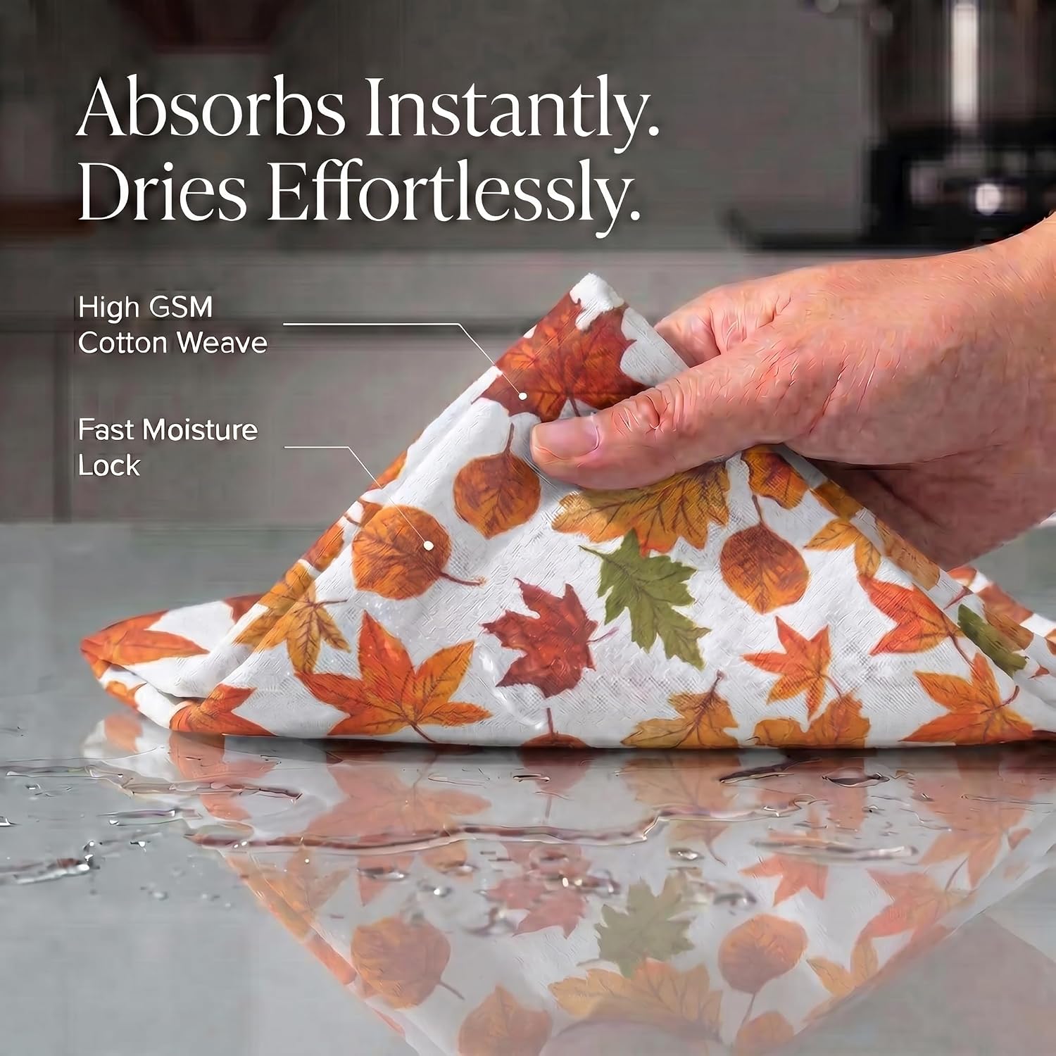 Urban Villa Kitchen Towels Cotton Dish Towels 20”x30”(Set of 6)Harvest Leaf