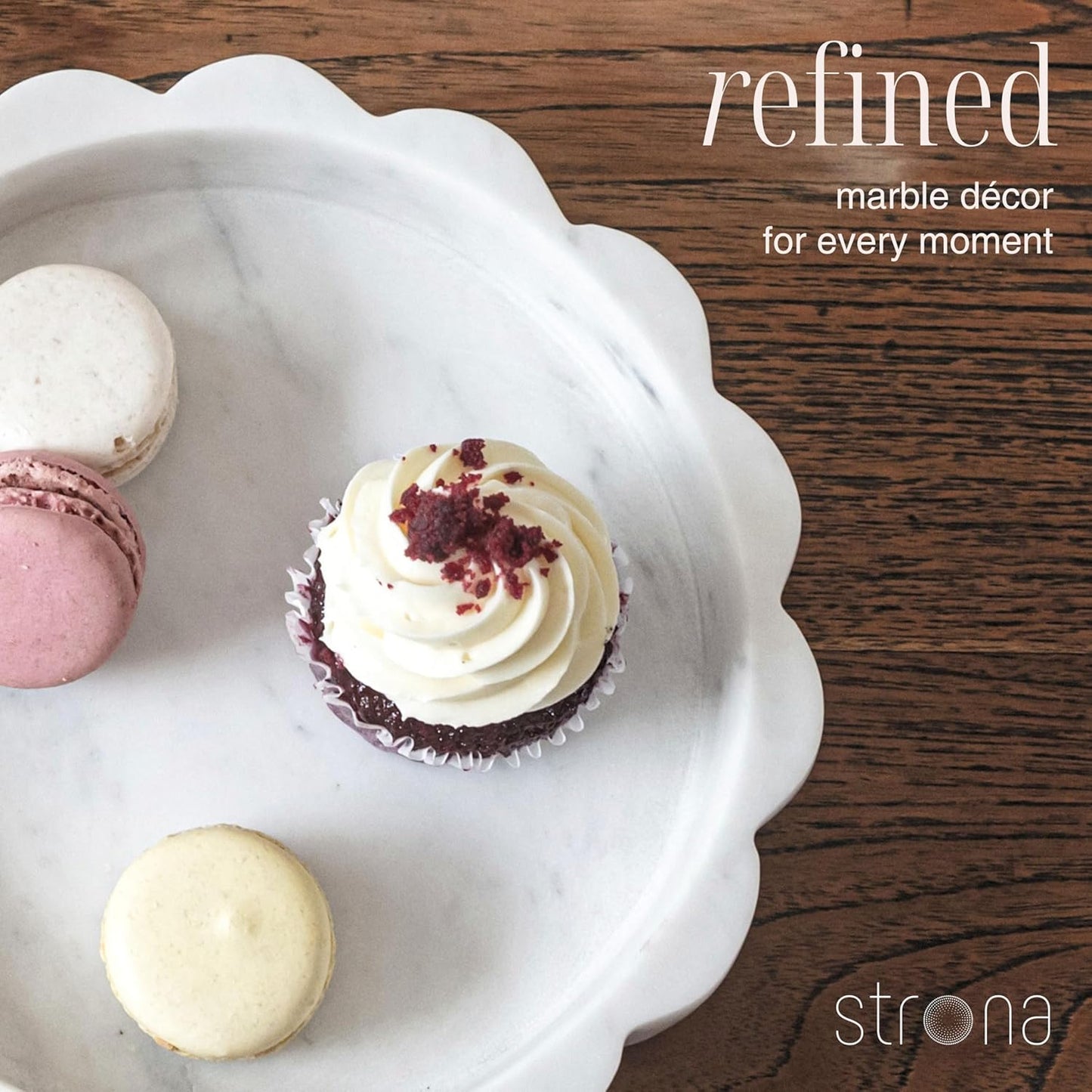 Scalloped Marble Tray / White