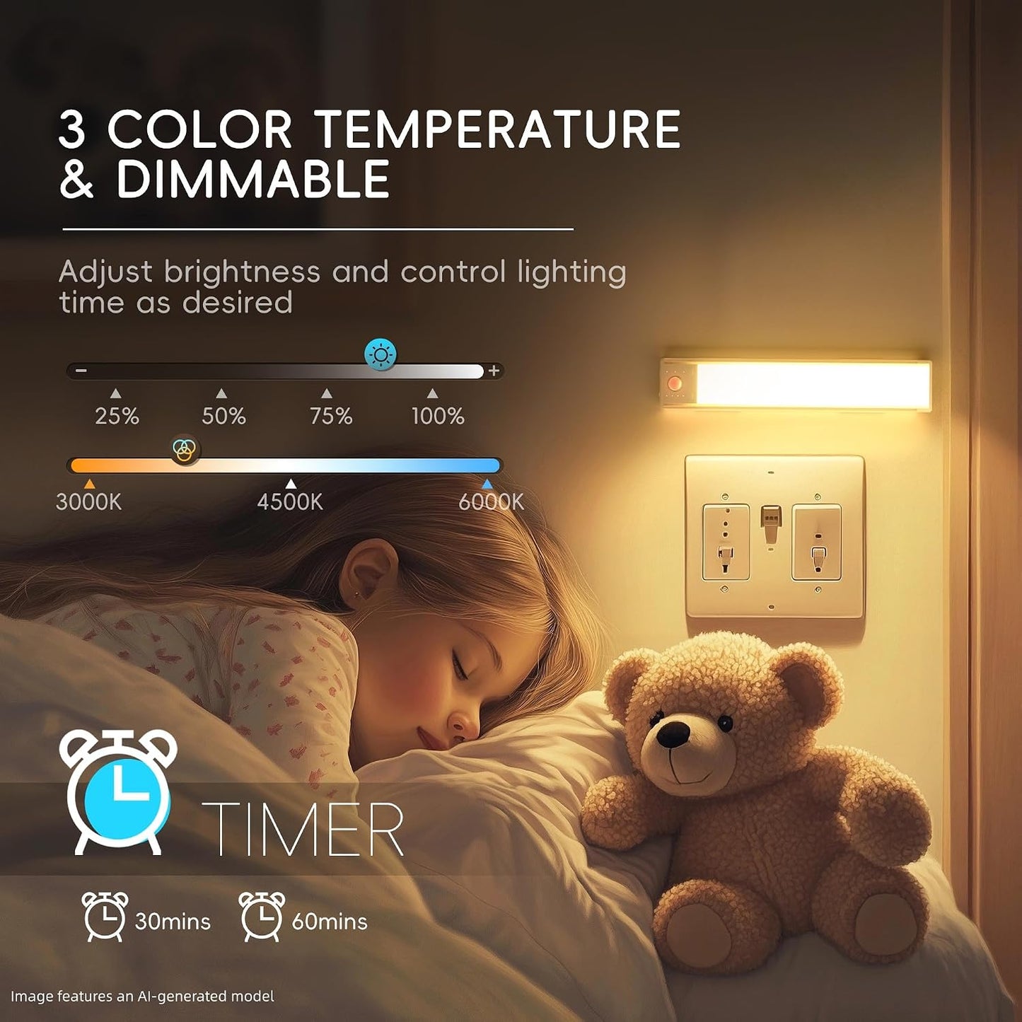 lexall Under Cabinet Lights 3 Pack with Charging Station | Rechargeable Motion Sensor, RGB Color Changing Dimmable LED