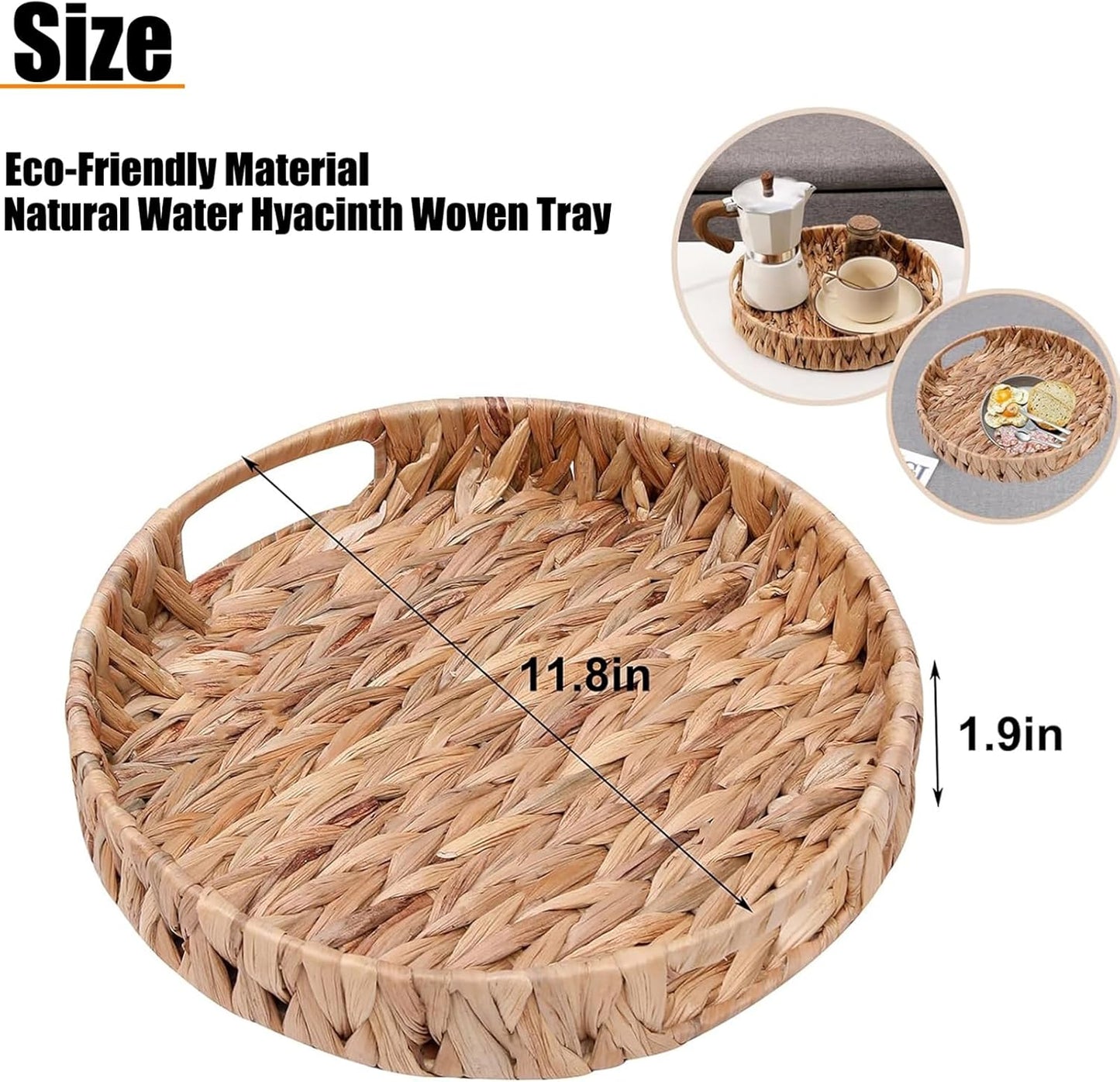 Water Hyacinth Wicker Serving Tray / 11.8 x 1.9