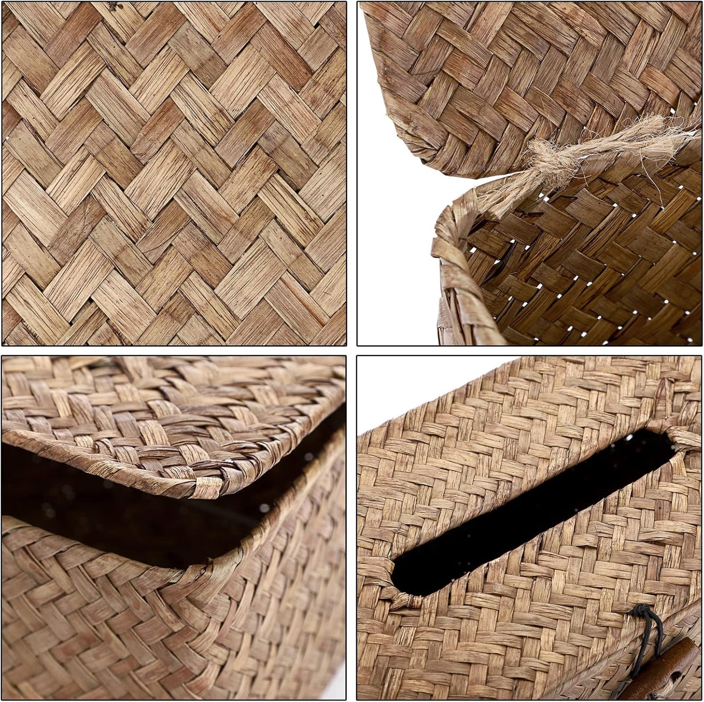Tissue Box Cover Rectangle Tissue Box Seagrass Tissue Box Holder Woven Tissue / Coffee / Medium