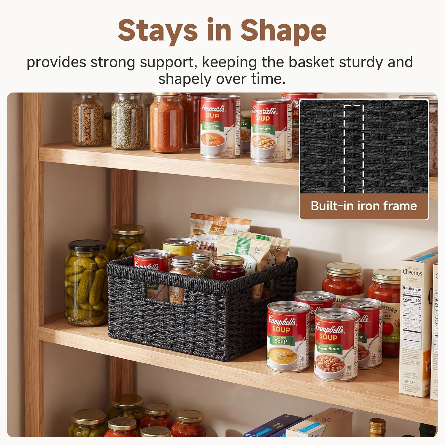 Wicker Basket / Wicker Storage Baskets for Organizing / Black