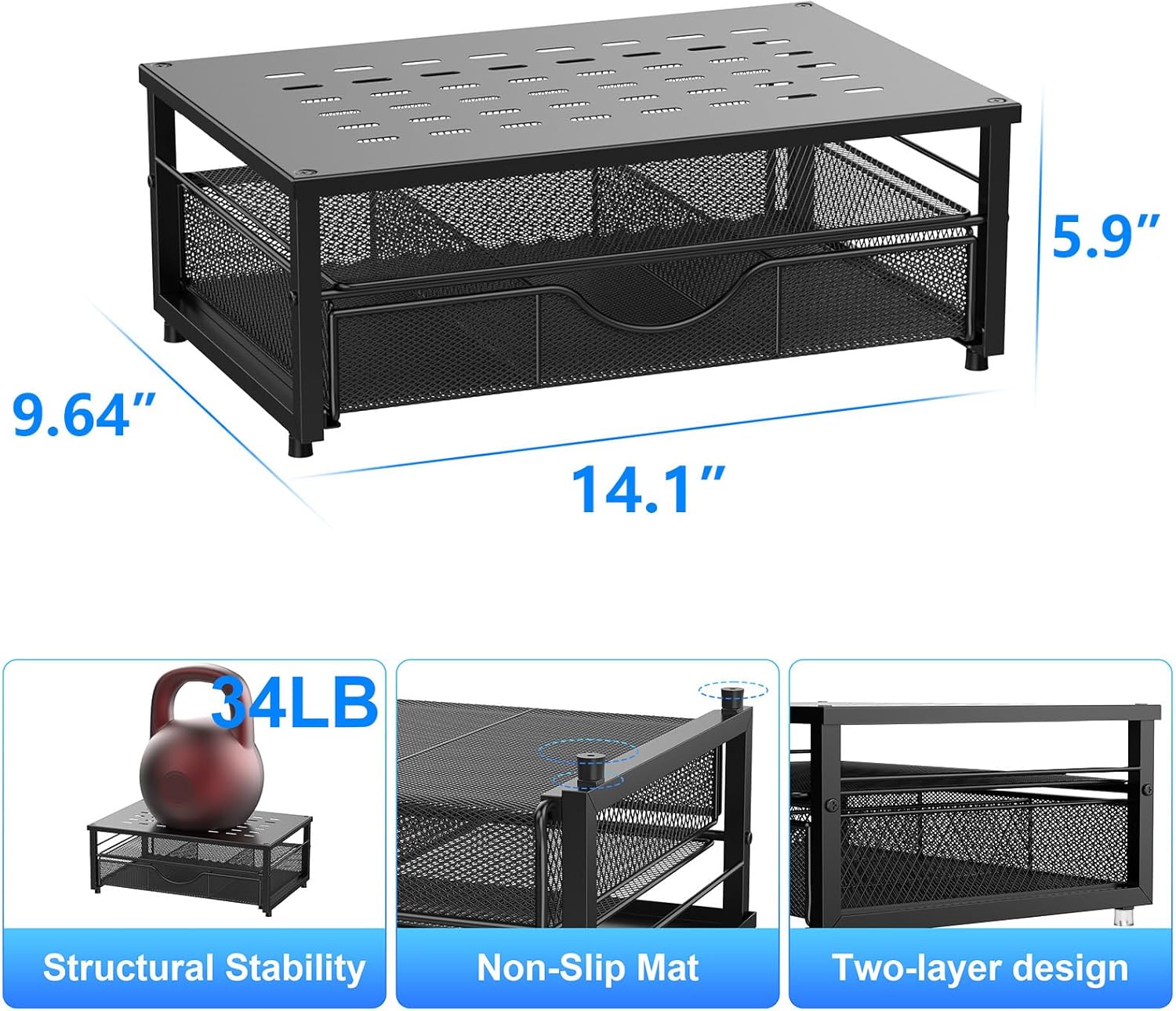 Computer Monitor Stand Riser / Black