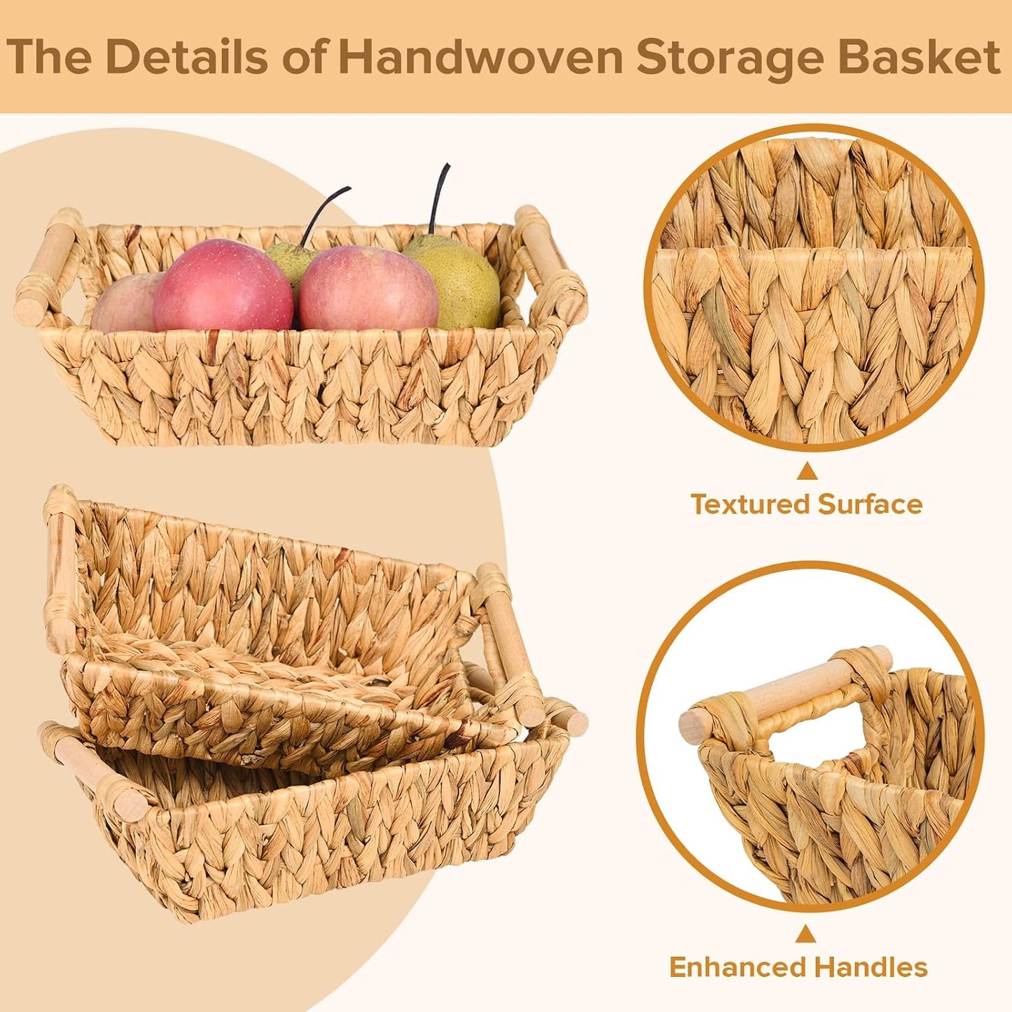 Small Wicker Baskets for Organizing / Natural / Set of 4