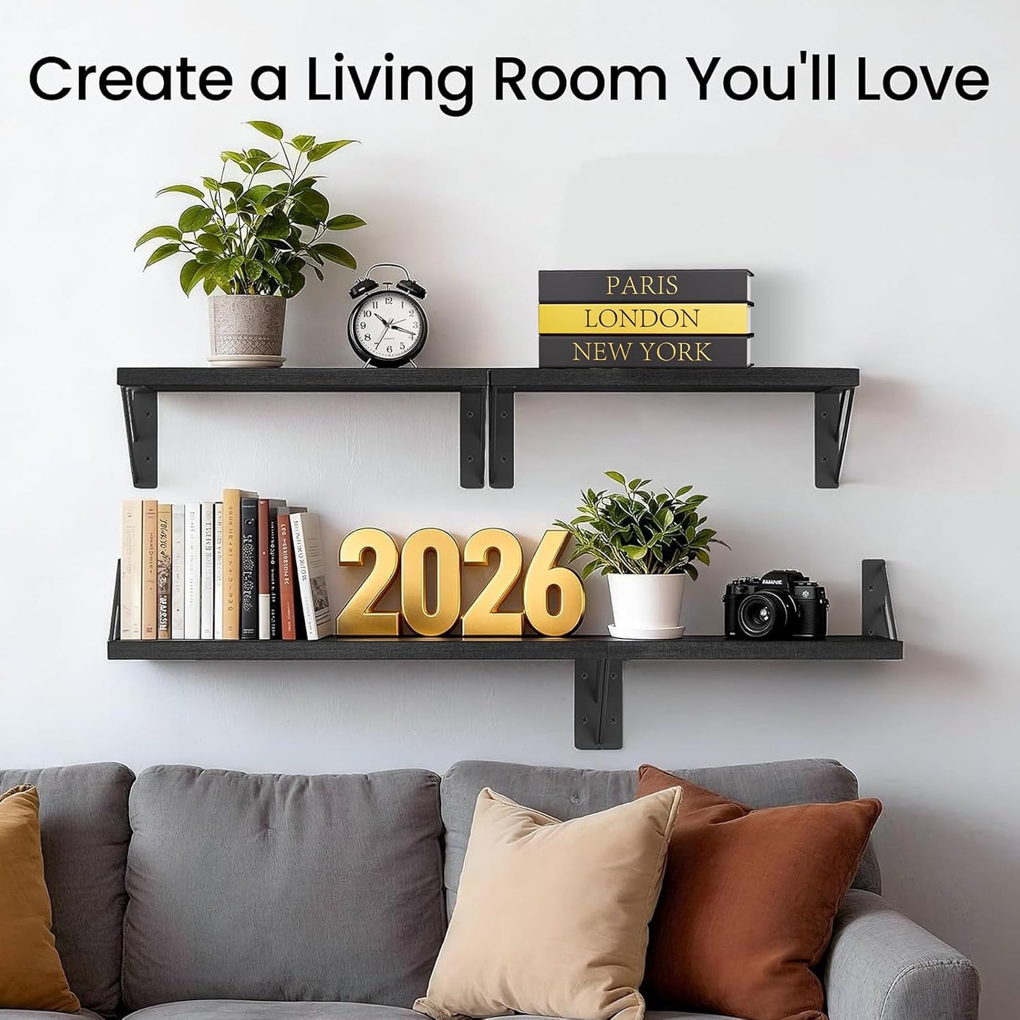 Decorative Books / Stylish Fake Books of Room Decor Aesthetic / Black Golden / Set of 3