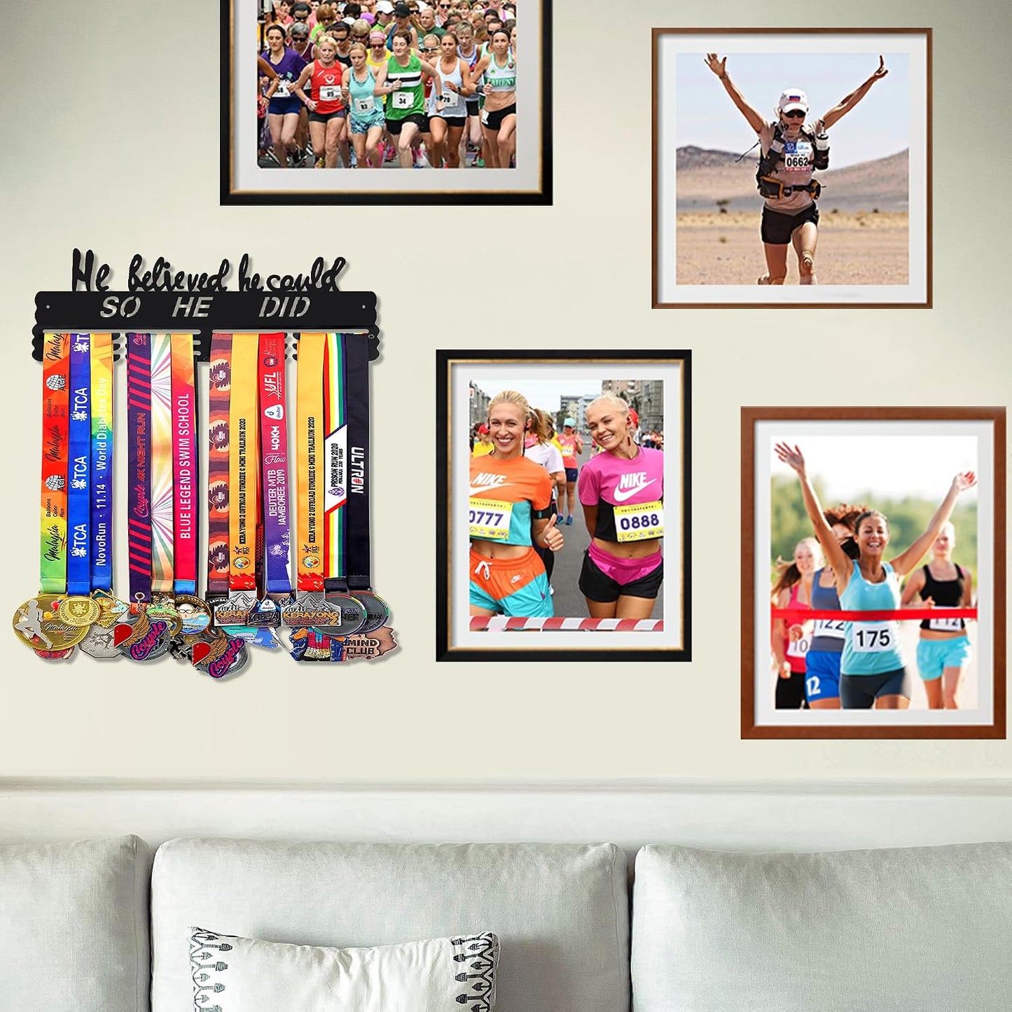 Goutoports Medal Hanger Display Rack - Personalized Award Ribbon Organizer for Sports Race Runner Gymnastics Plaques