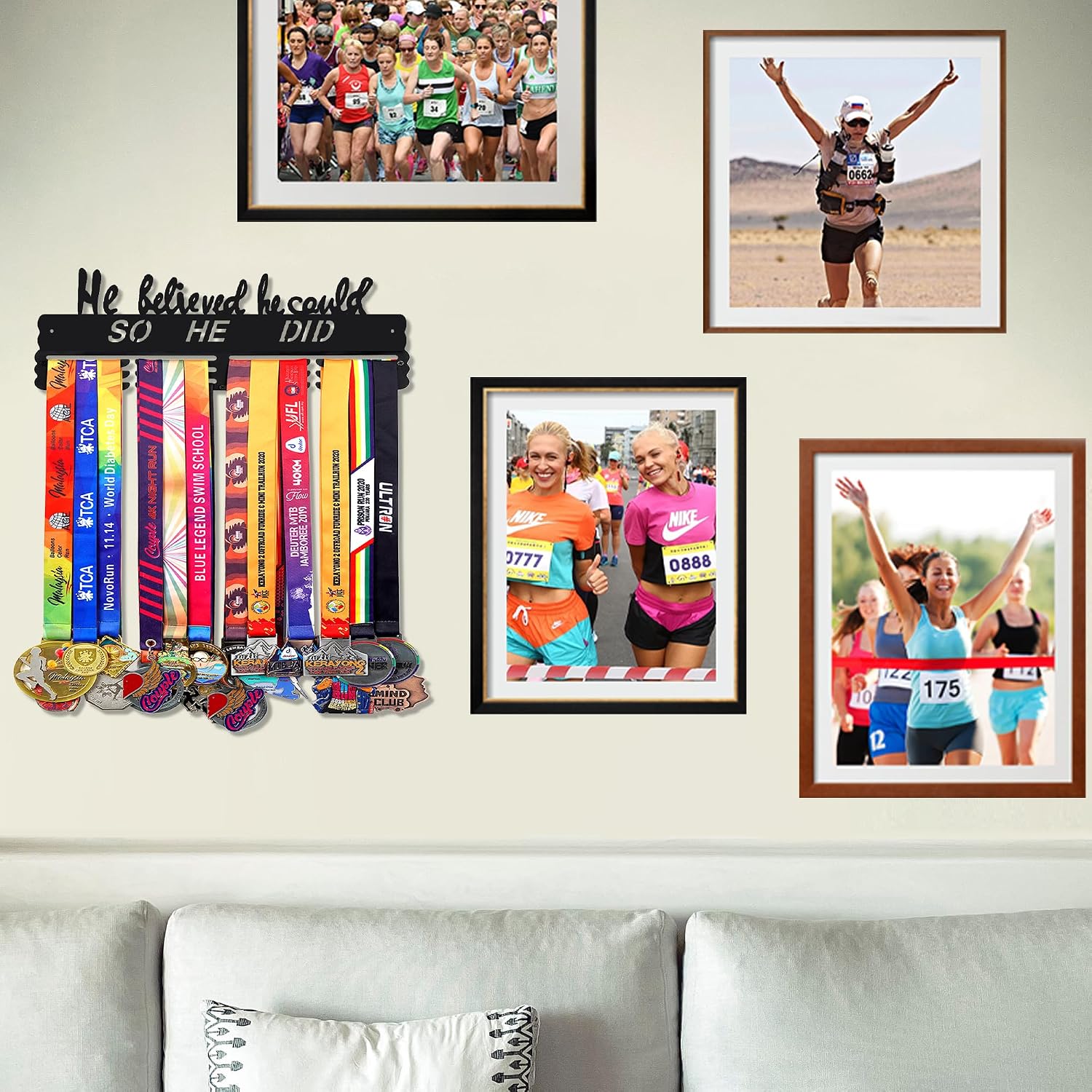 Goutoports Medal Hanger Display Rack - Personalized Award Ribbon Organizer for Sports Race Runner Gymnastics Plaques