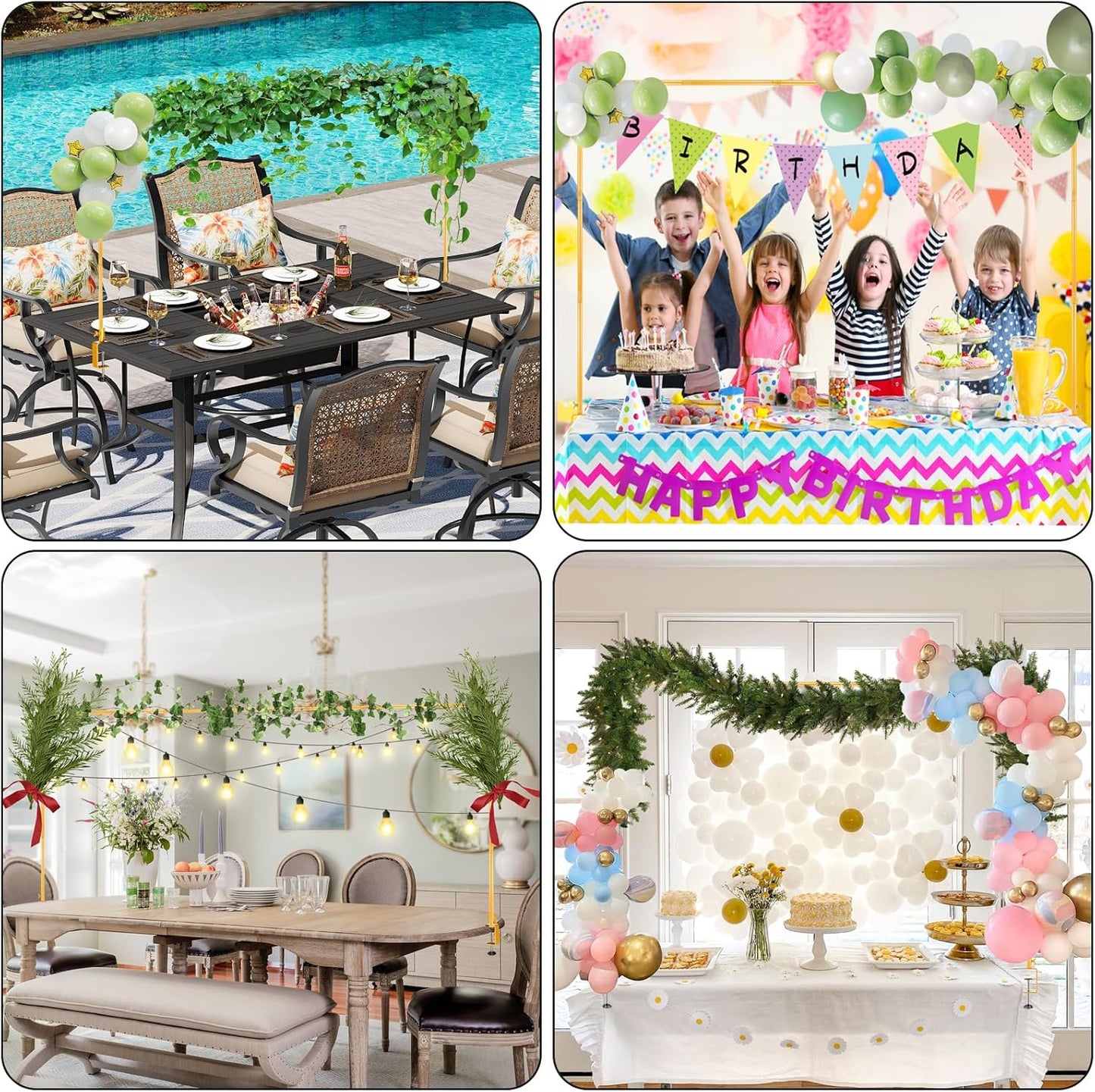 Over The Table Artificial Plants & Greenery Decor Rod Stand / Gold