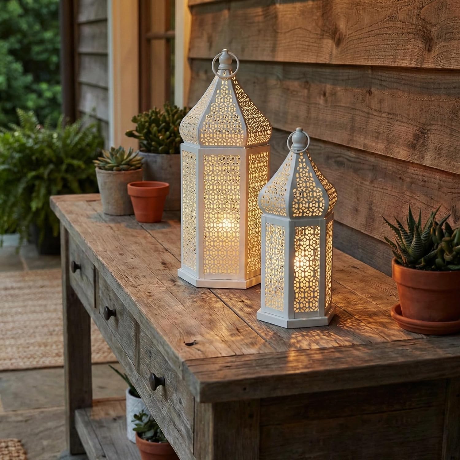 VELA LANTERNS Large Temple Tower Moroccan Lantern Lamp Decorative Candle Holders for Ramadan Decorations, Hanging