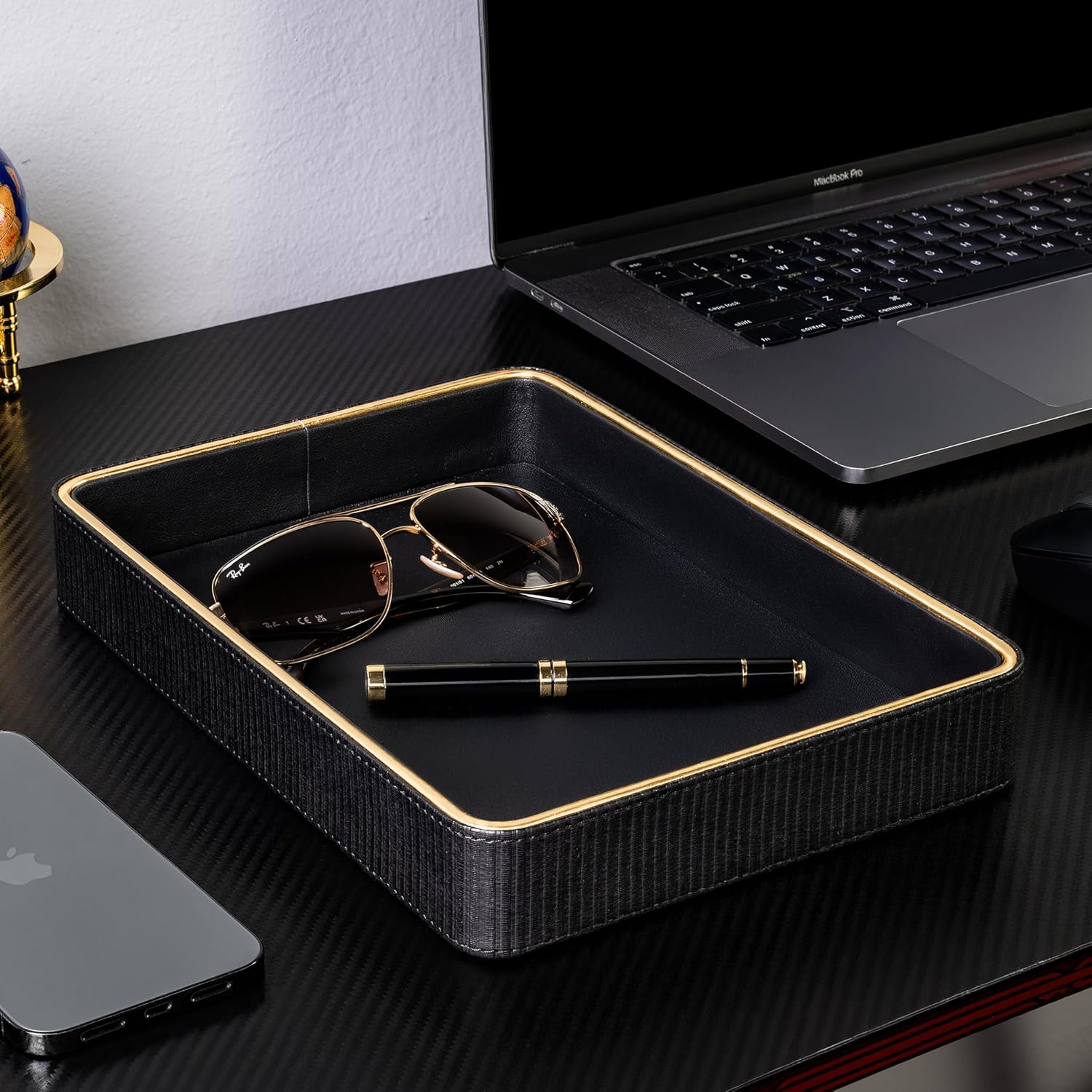Cologne Tray / Mens Valet Catch All Trays / Black / 8 x 11 x 1.8
