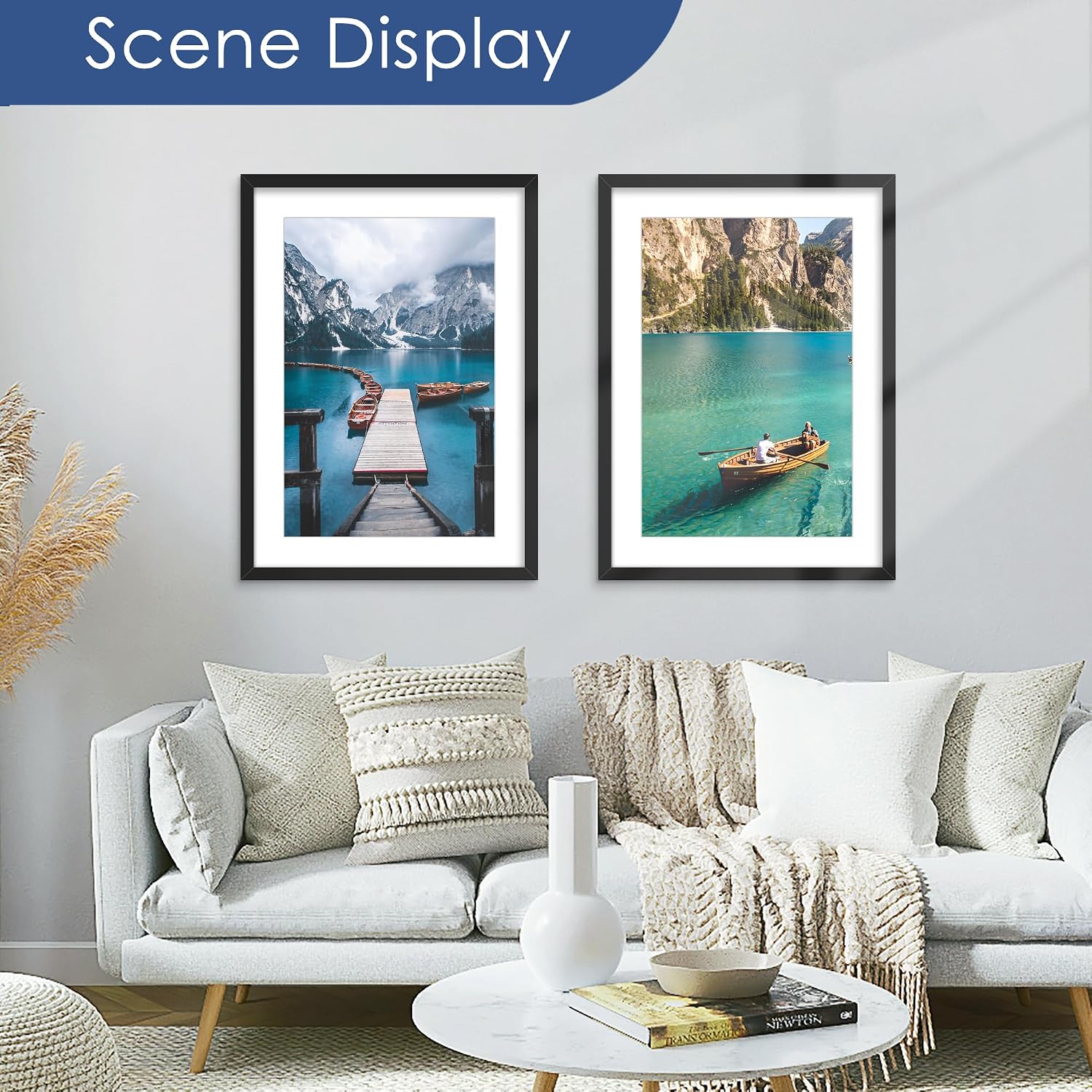 20x28 Picture Frame Set of 6, Wall Mount Display, Black | Display 16x24 with Mat or 20x28 Without Mat, Horizontal or