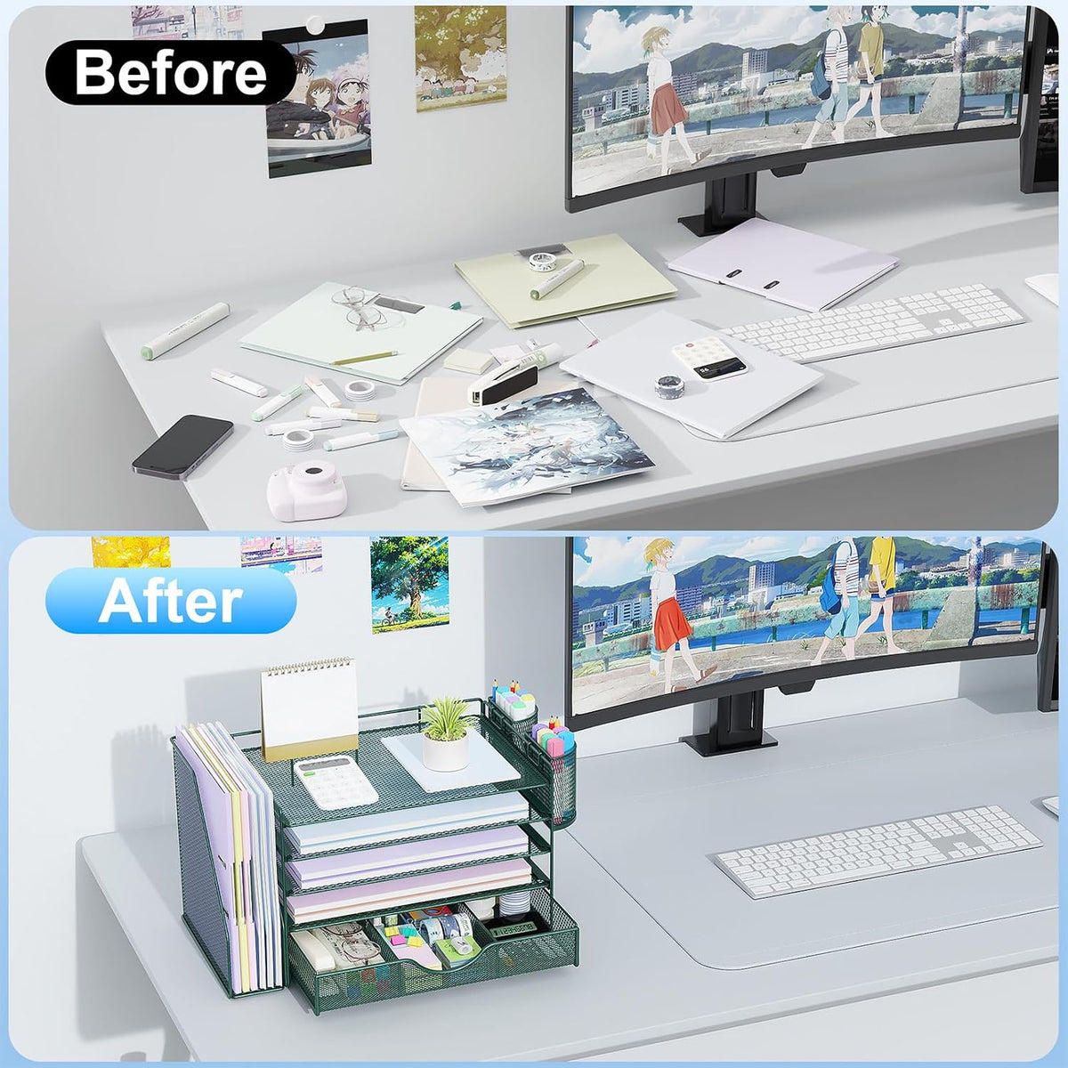 gianotter 5-Tier Desk Organizer with Drawers and File Holders | Letter Trays and Pen Holders - Workspace Accessories