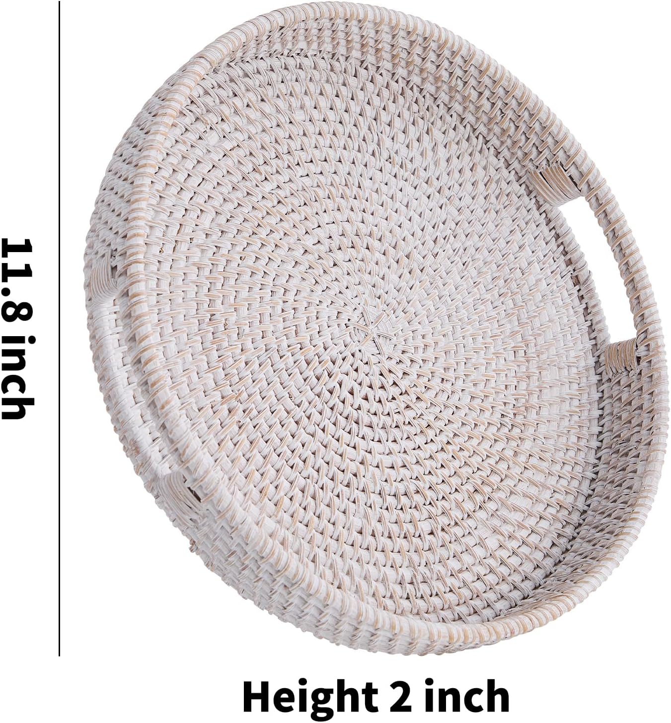 Hand-Woven Tray / Whitewash / 11.8