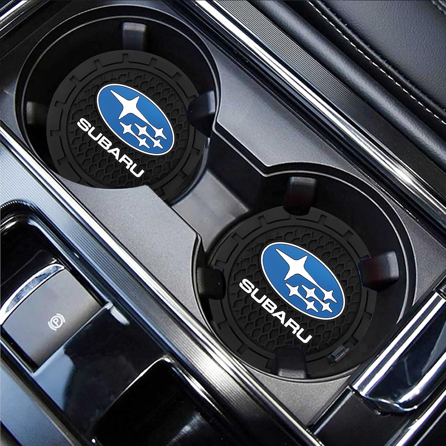 Car Cup Holder Coaster for Subaru Recessed Silicone Cupholder / Black-014 / 2.75 Inch / Set of 2