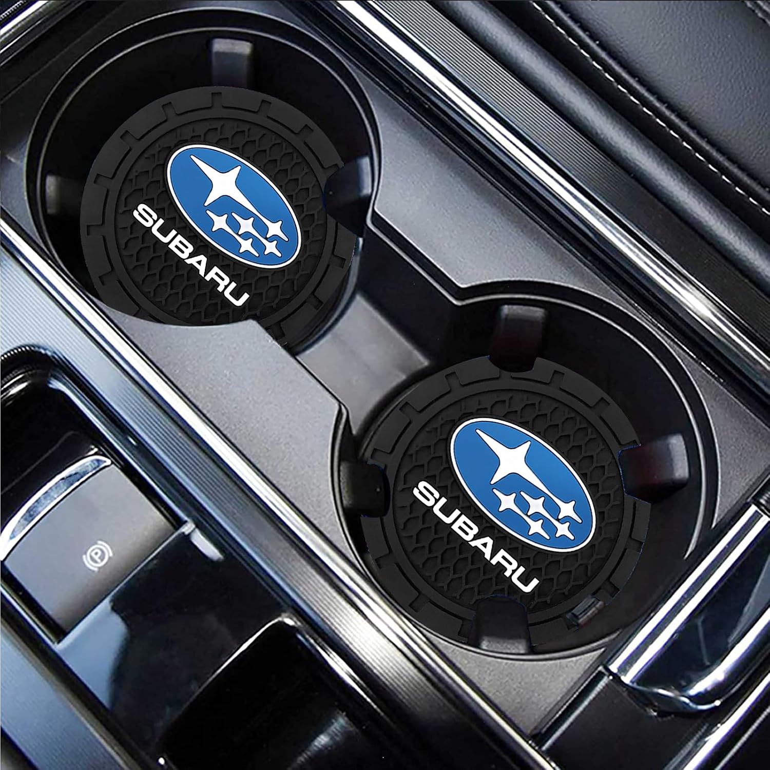 Car Cup Holder Coaster for Subaru Recessed Silicone Cupholder / Black-014 / 2.75 Inch / Set of 2