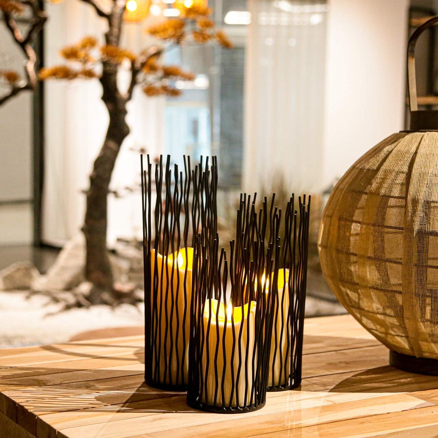 Set of 3 Metal Iron Candle Holder, Black Candlestick Modern Table Centerpiece for Indoor & Outdoor Decor, Dining Room