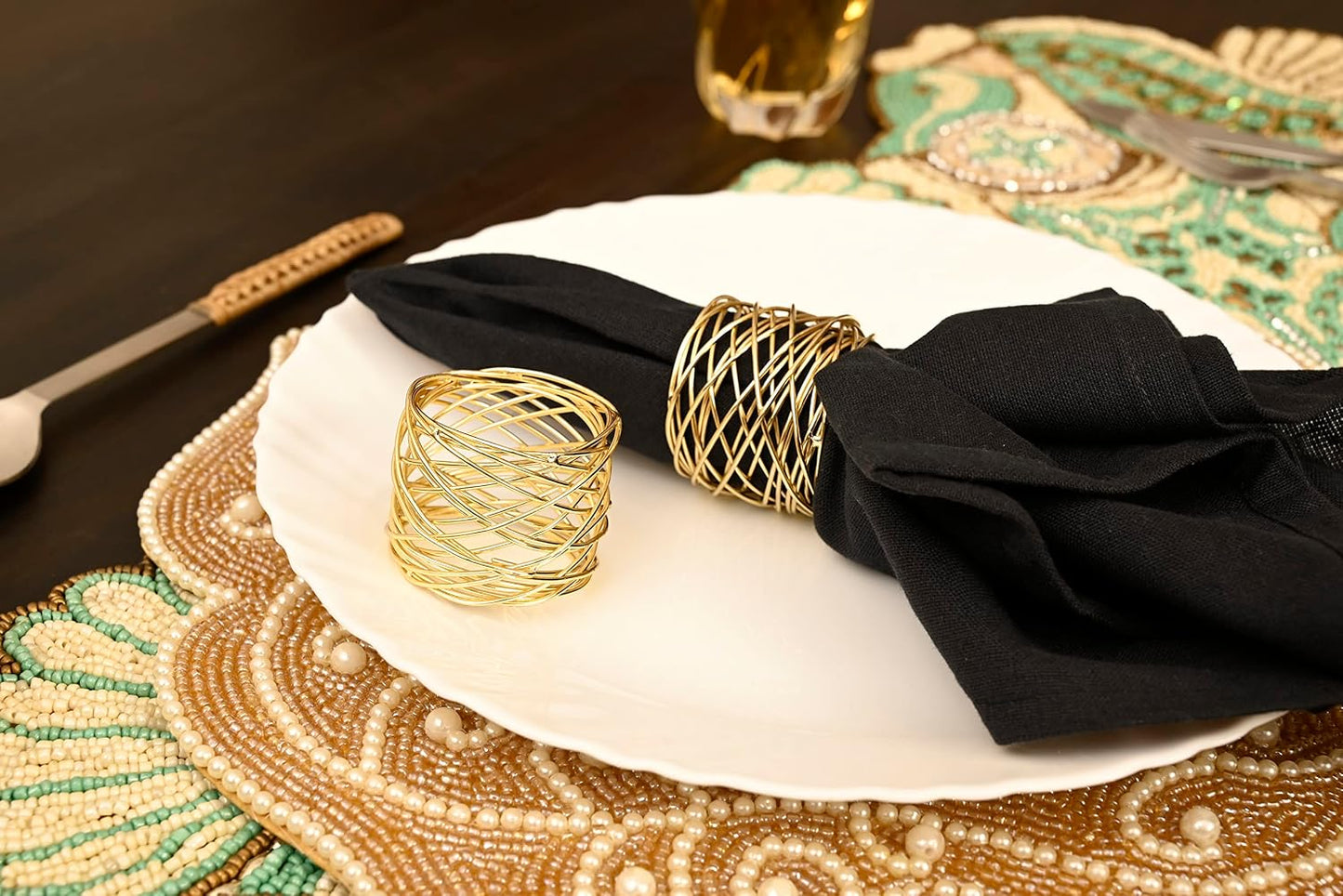 Alpha Living Home Spiral Napkin Rings, Set of 12, Gold Metal | Iron construction, tarnish-resistant finish, 2x2x1.5 in