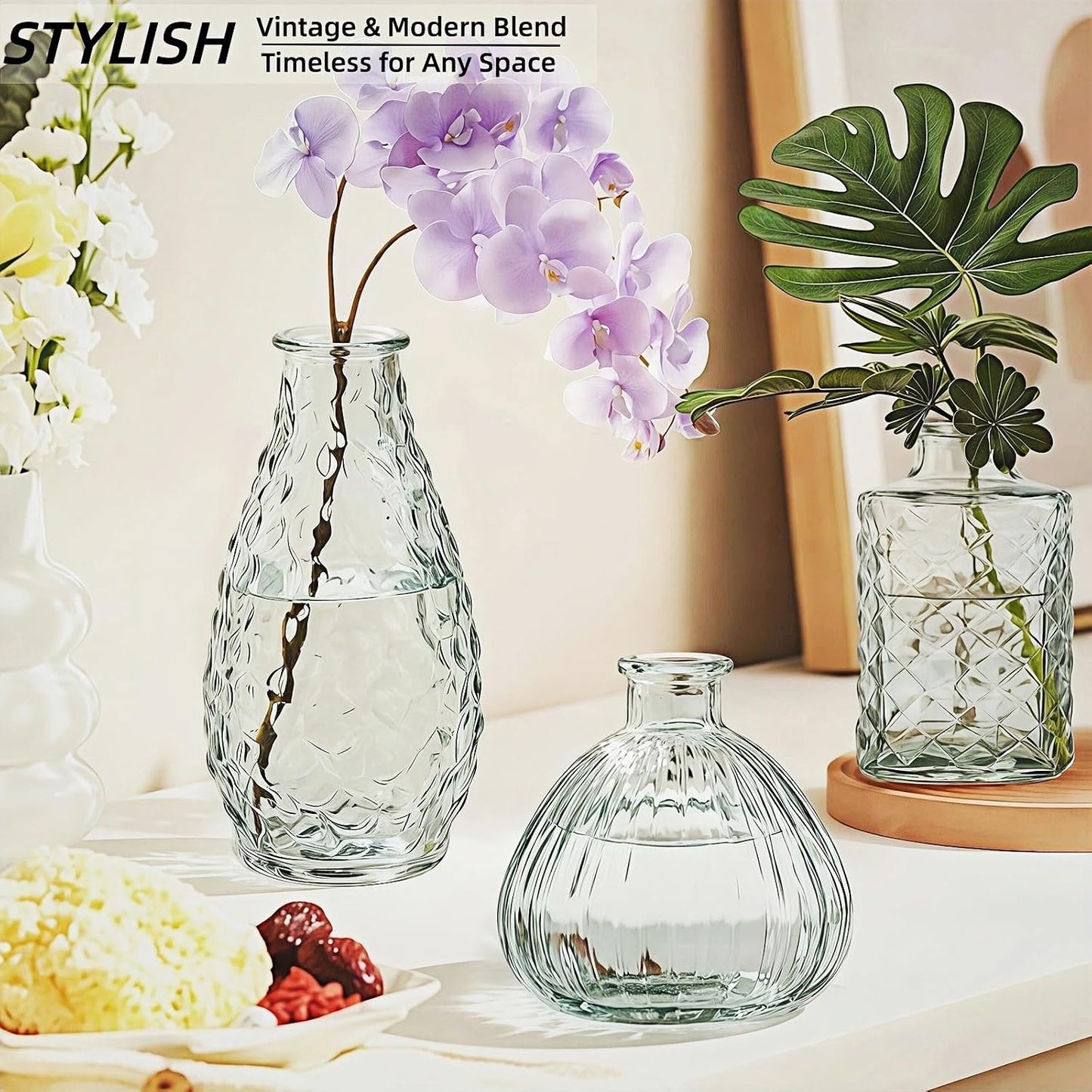 Glass Bud Vases / A / Clear / Set of 4
