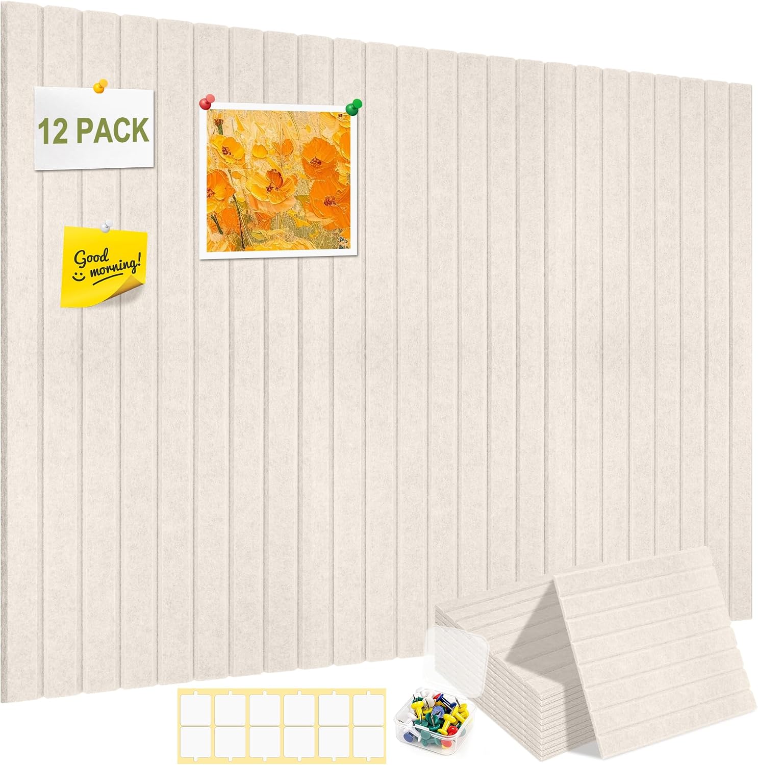 Fluxynara 36" x 24" Large Felt Bulletin Board, Soft Gray