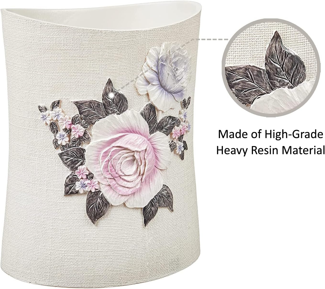 Zahari Home 2pc Michelle Bathroom Set Waste Basket & Tissue Cover Modern Classic Decor Stylish Unique Design Beautiful