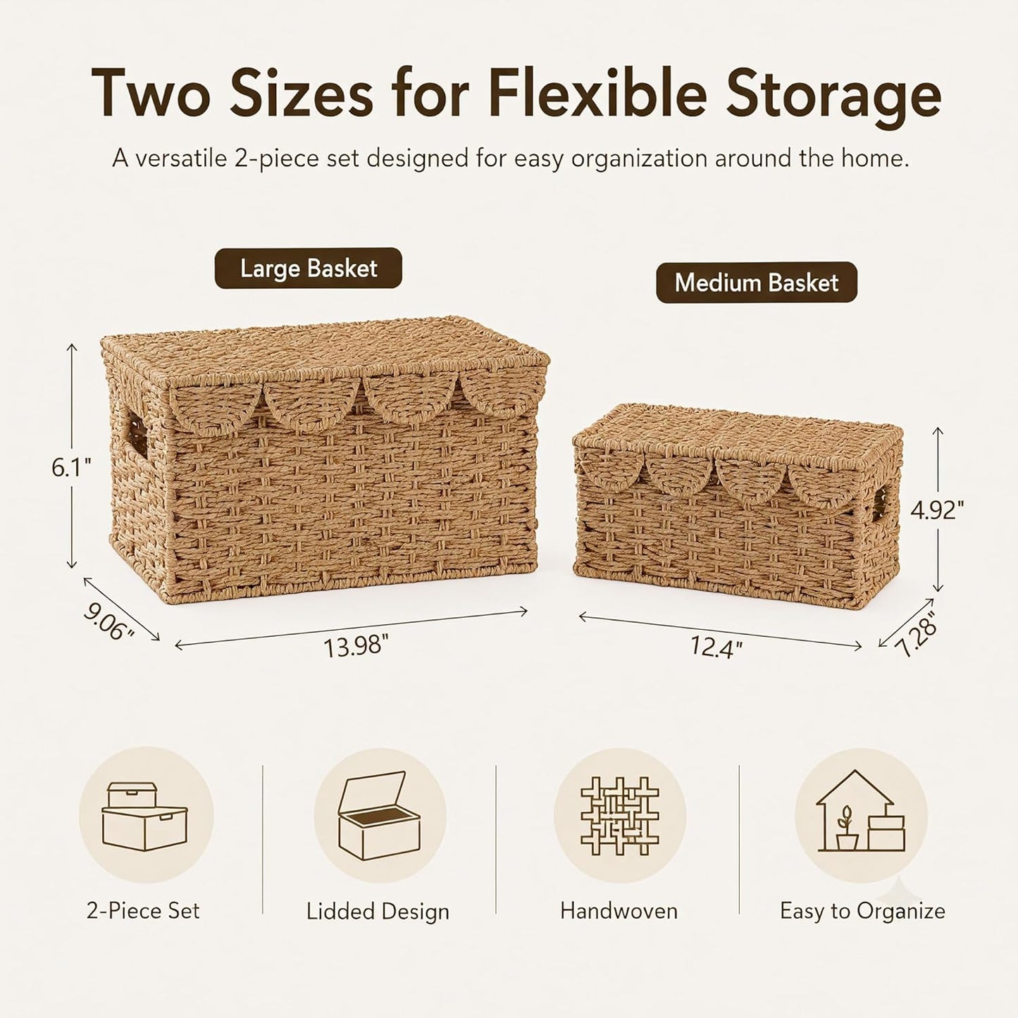 Scalloped Wicker Baskets / Set of 2
