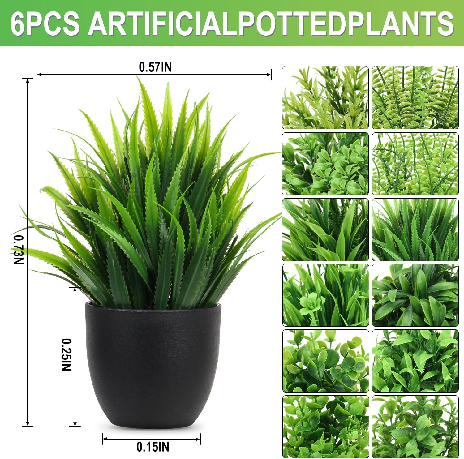 Artificial Plants Mini Fake Potted Plants / Flower Plant with Black Pot / Set of 12