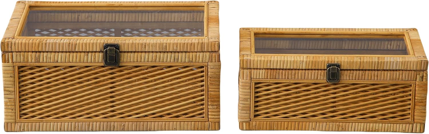Stackable Decorative Boxes / Brown / Set of 2