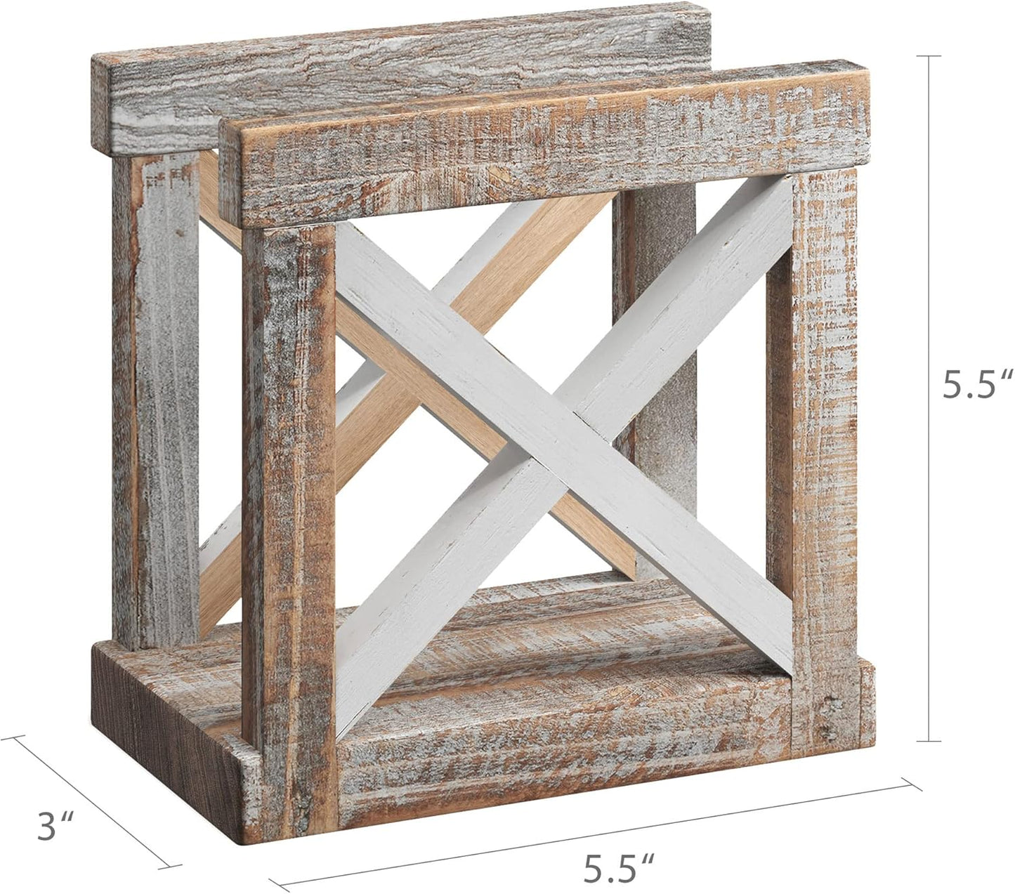 Farmhouse Napkin Holder / White/brown