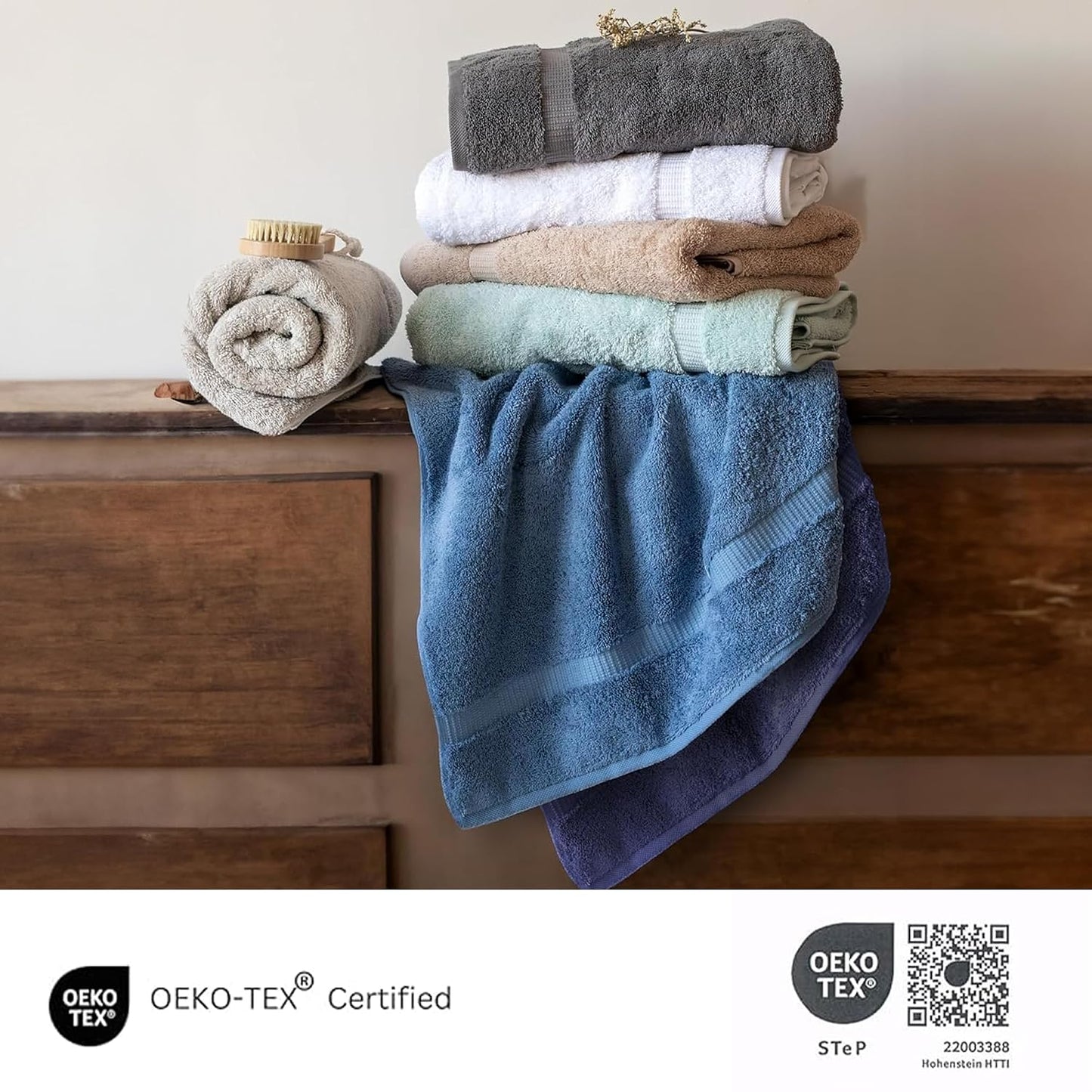 SALBAKOS 6-Piece 100% Turkish Cotton Hand Towels, 16x30 inch, Blue | Large Size Thick Super Soft Highly Absorbent