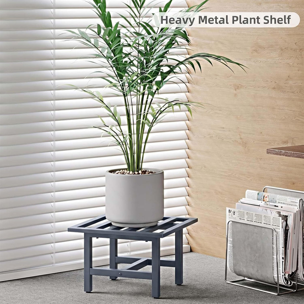 Heavy Duty Metal Plant Stand Outdoor, 330 lbs Wrought Iron Square Plant Stand Indoor, Rustproof Low Pedestal for Large