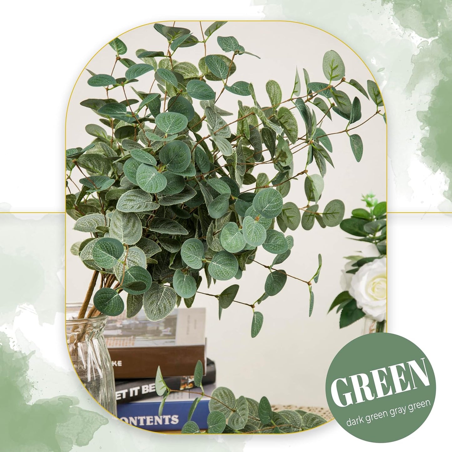 Artificial Eucalyptus Leaves Stems Bulk 24.8" Dollar Eucalyptus Artificial / Silver / Set of 6