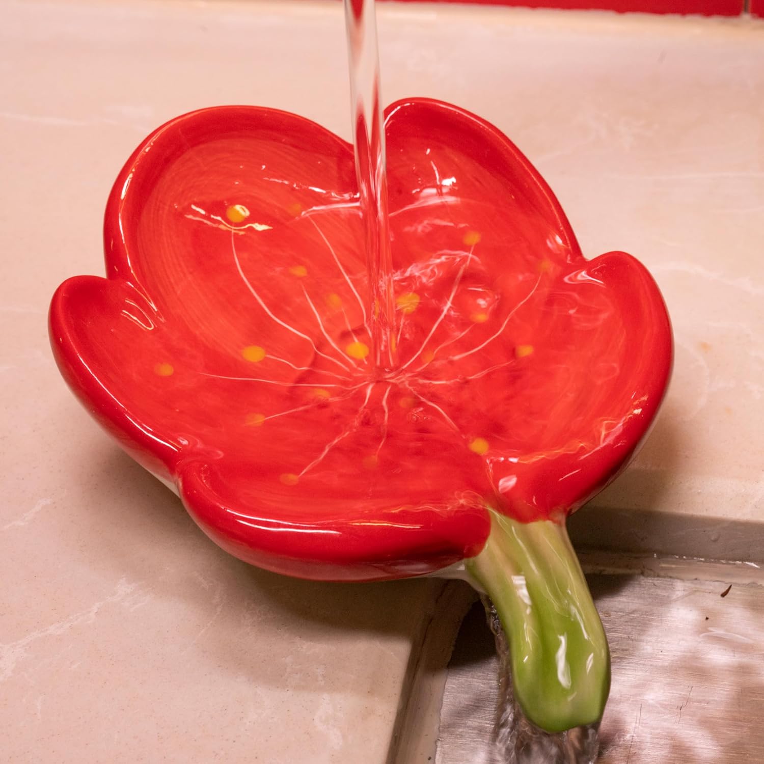 Ceramic Soap Dish Holder / Red