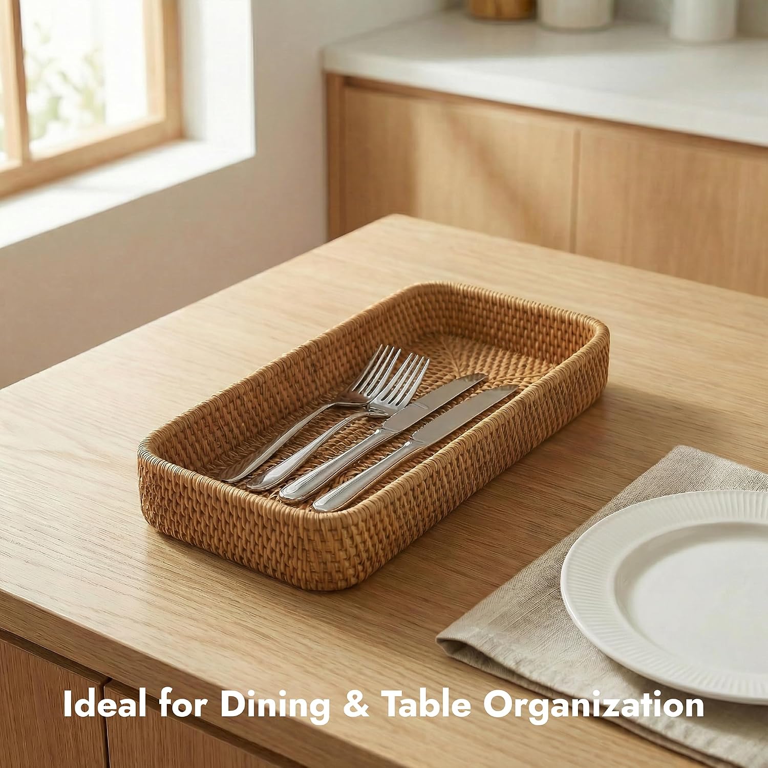 Rattan Tray / Wicker Decorative Tray / 9.8 x 5.3 x 1.5 / Natural S