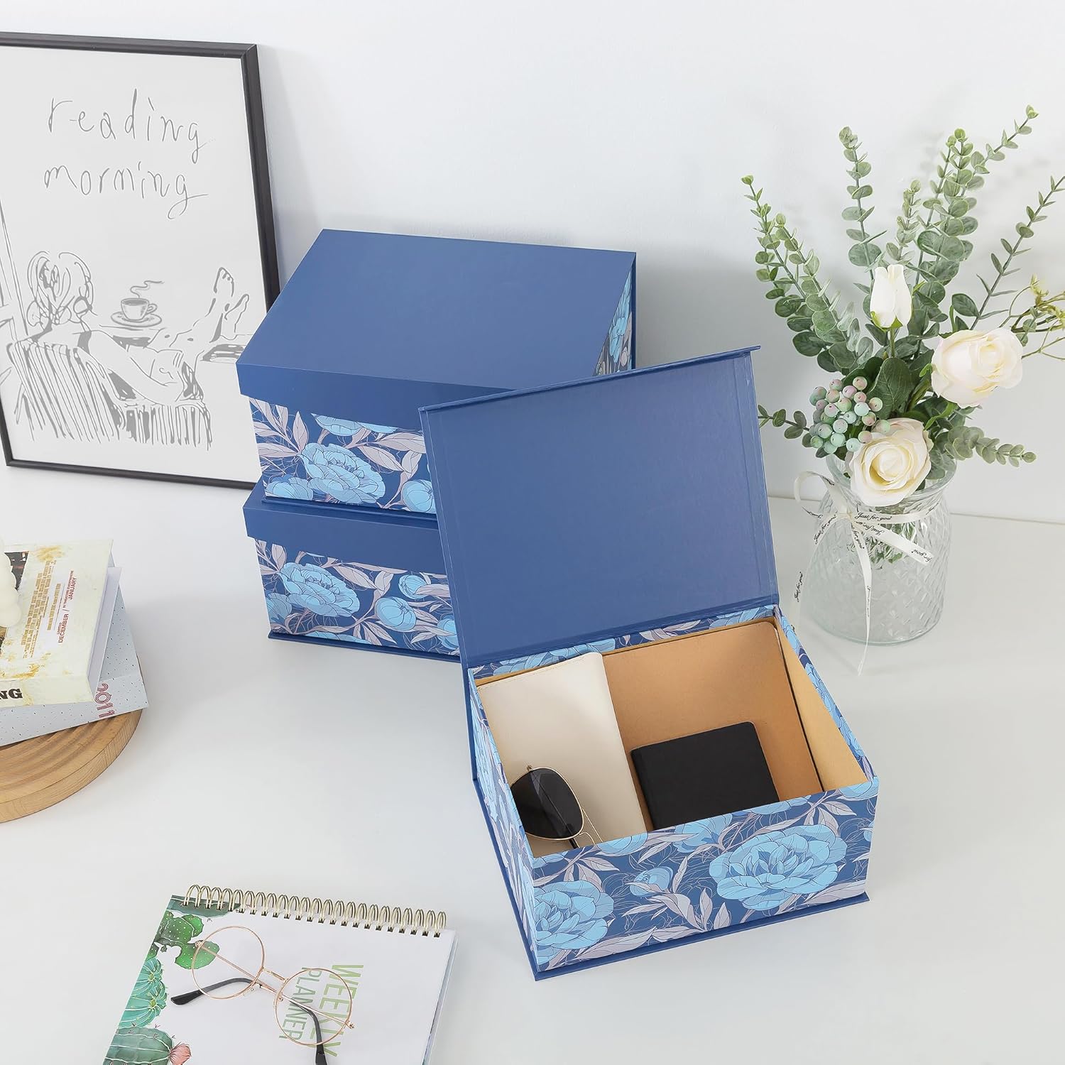 Memory Keepsake Boxes / Manor Blue / Set of 3