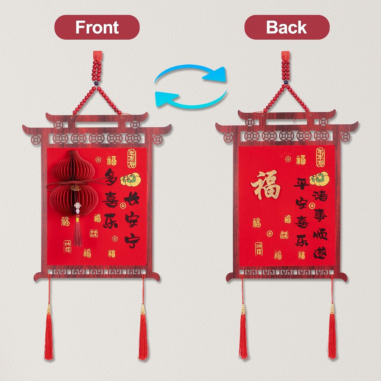 2026 Chinese New Year Decorations Wooden God of Wealth Hanging Ornament