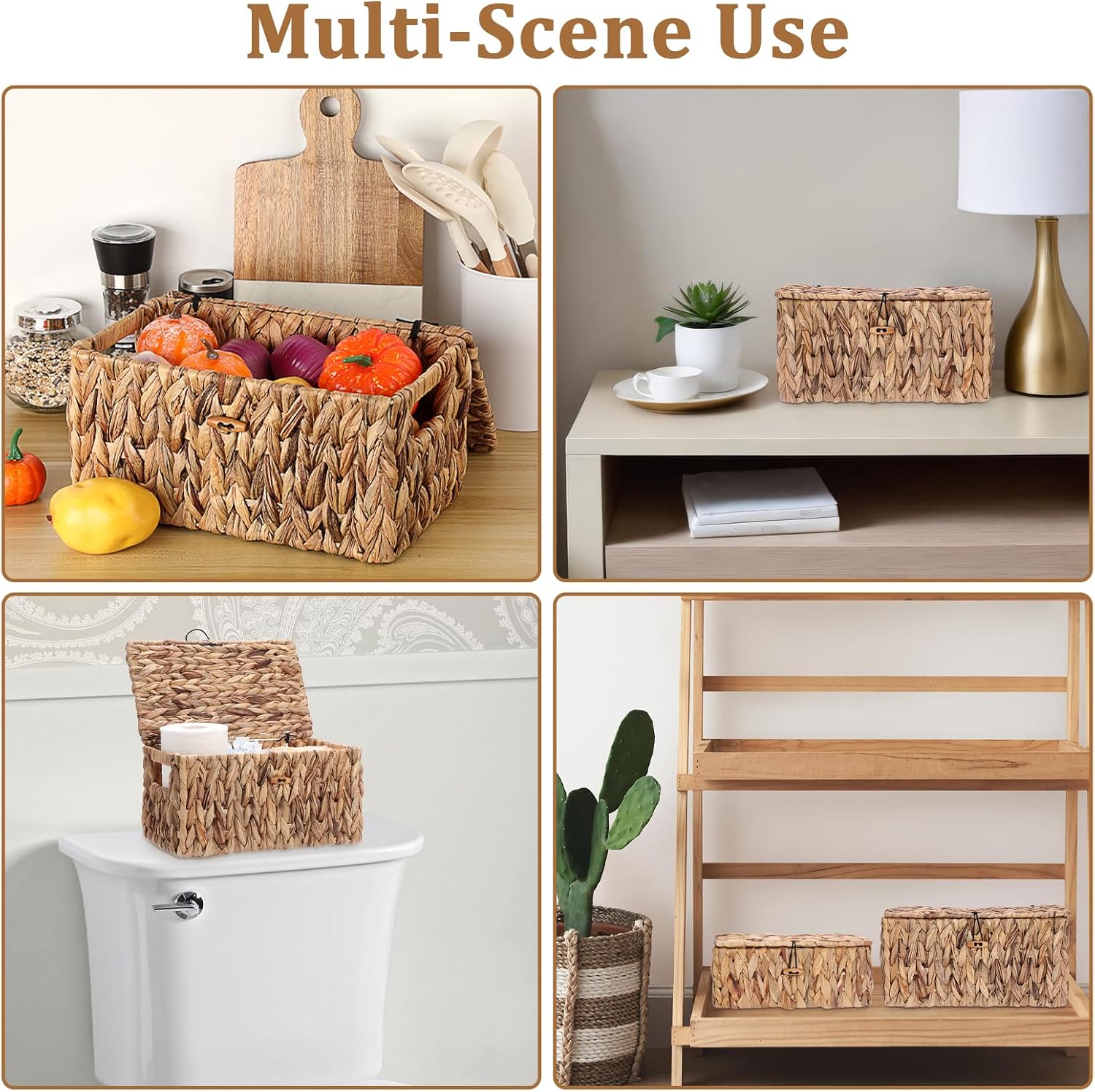 Farmhouse Bathroom Woven Bins / 12 x 7 x 6 / Medium Inches
