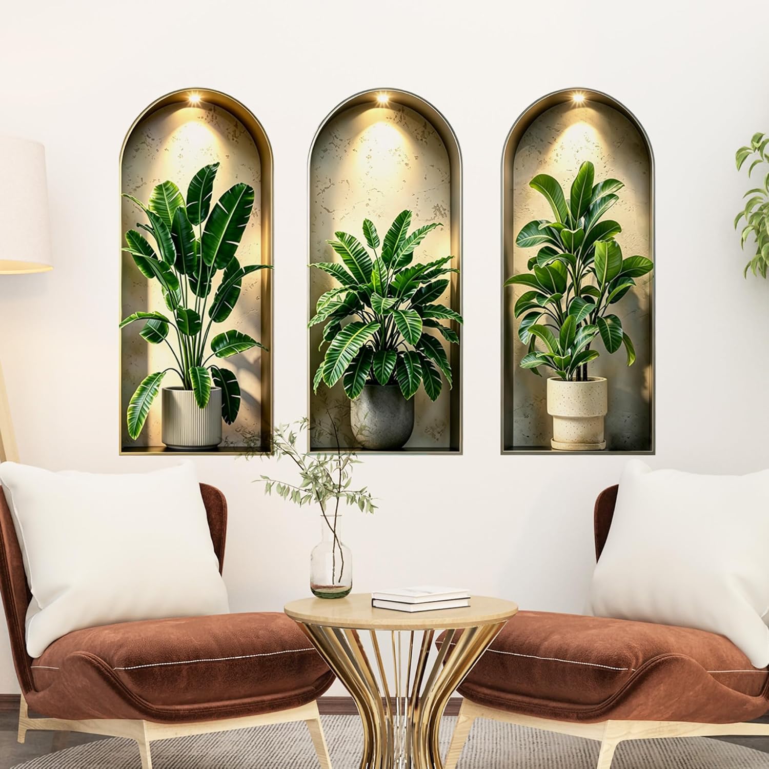 3D Magic Wall Art Mural Sticker / 3d Potted Plants Wall Decals / Green
