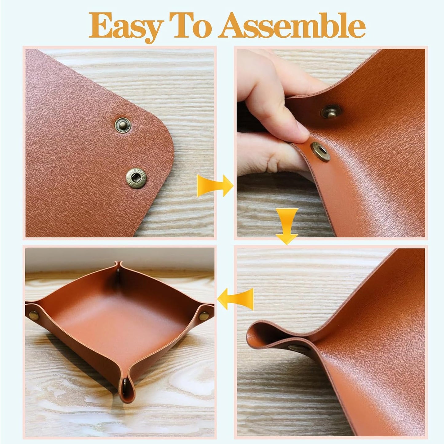 6 Packs PU Leather Jewelry Valet Tray for Women and Men