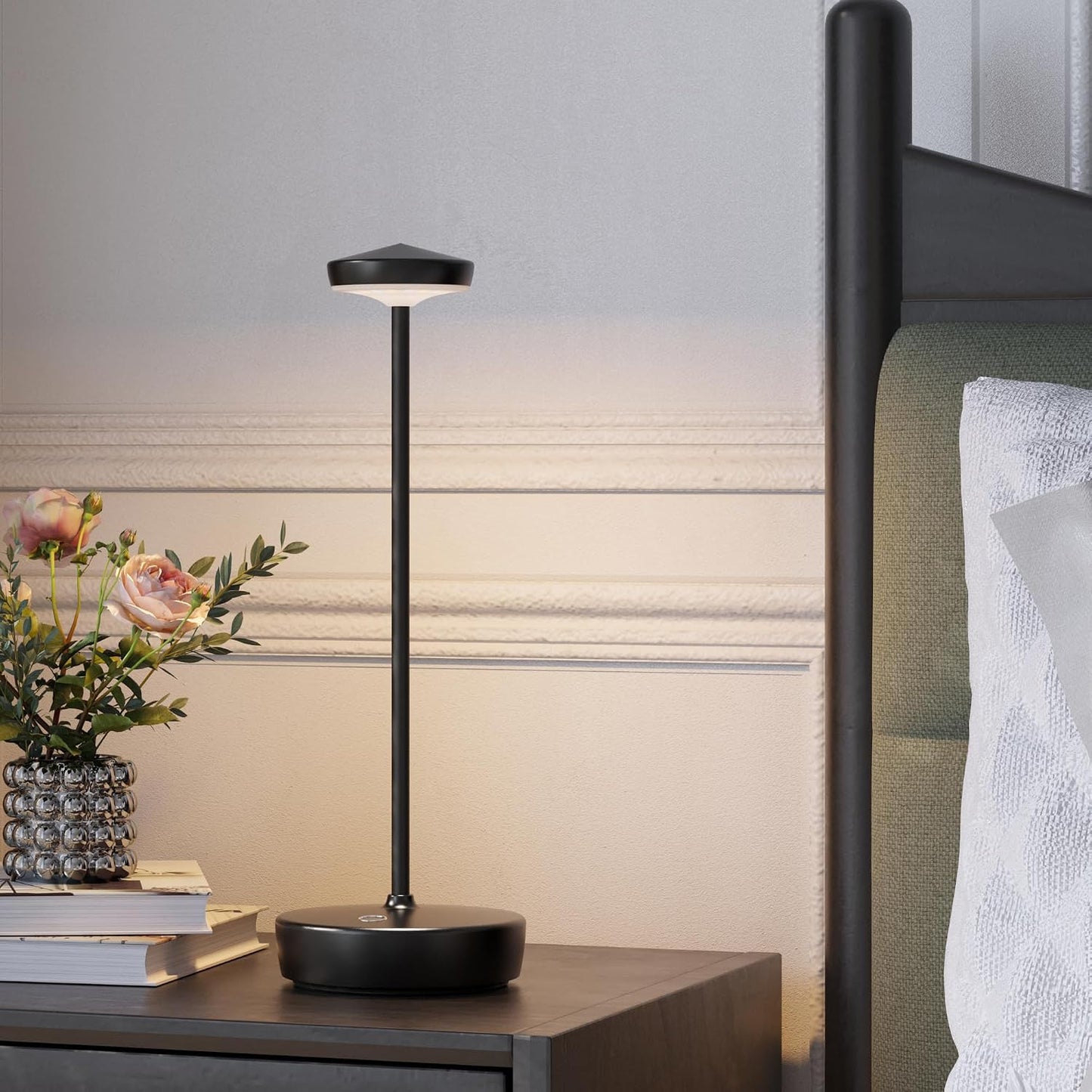 Cordless LED Portable Table Lamp,5000mAh Rechargeable Battery | Touch Control 3-Level Brightness with Memory Function