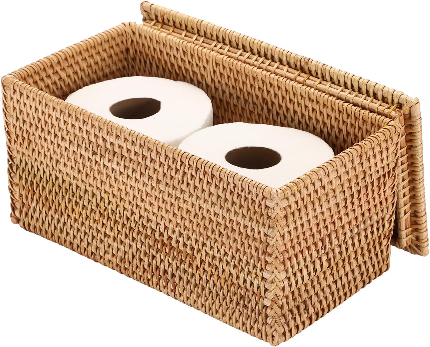 Rattan Basket Box / 11.8"L x 6.2"W x 6.1"H / Natural Color