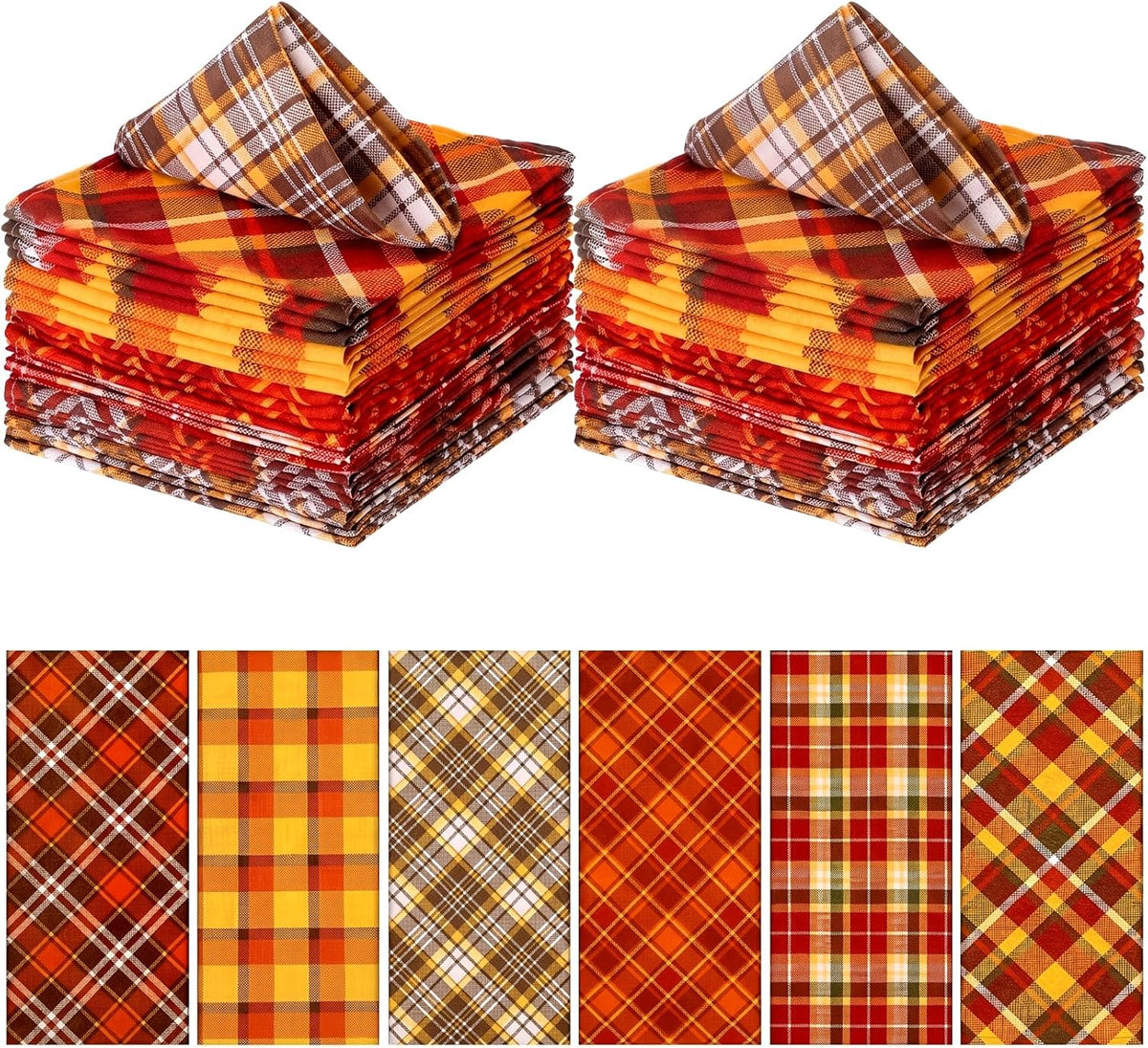 Mixweer 12 Pack Fall Thanksgiving Cloth Napkins Bulk, 15 x 15 Inch