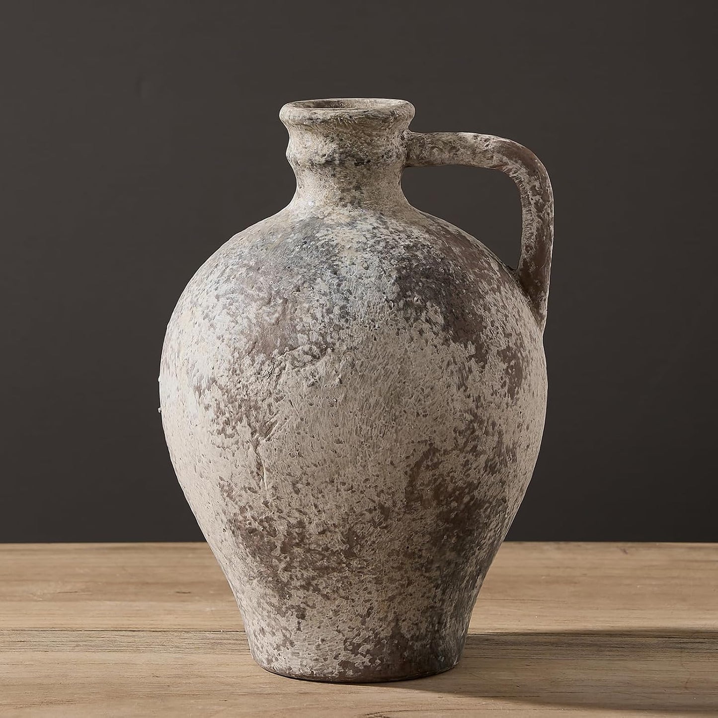 Ceramic Rustic Farmhouse Vase / 8.25 Inch / Brown