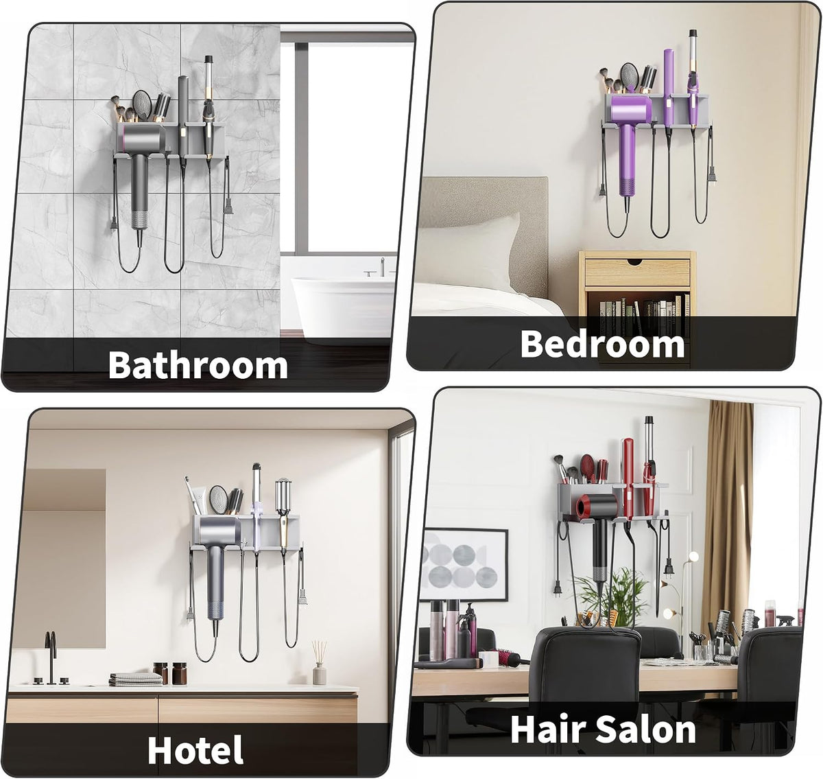 Hair Dryer Holder, Hair Tool Organizer, Blow Dryer Hanger Wall Mount for Dryer Hook, Bathroom Space-Saving Blow Dryer